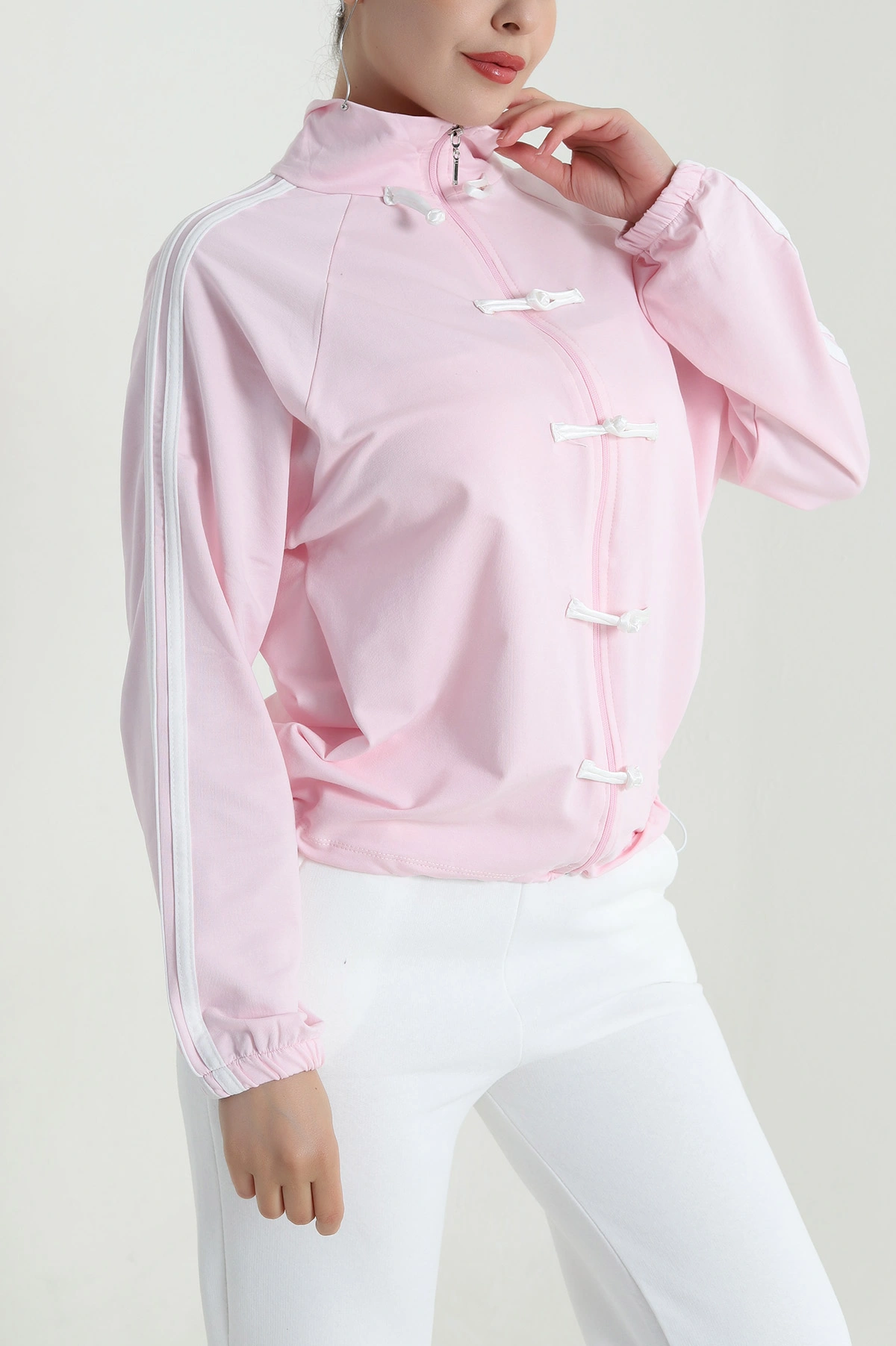 Pembe Yeni Sezon Fermuarlı Kadın Sweat Hırka 483225