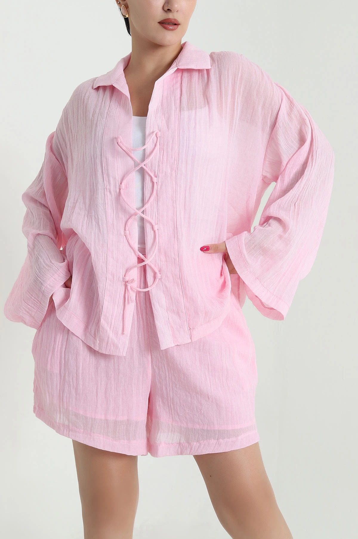 Pembe Yeni Sezon Keten Kadın İkili Takım 477828