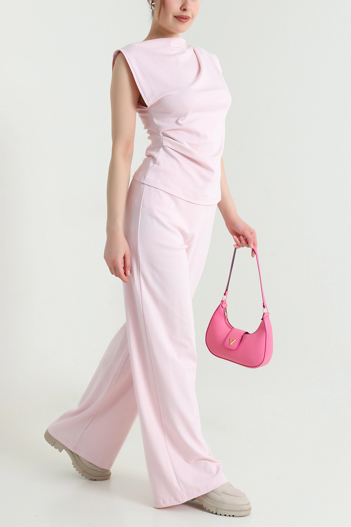 Pembe Yeni Sezon Pantolon Bluz Kadın İkili Takım 451017