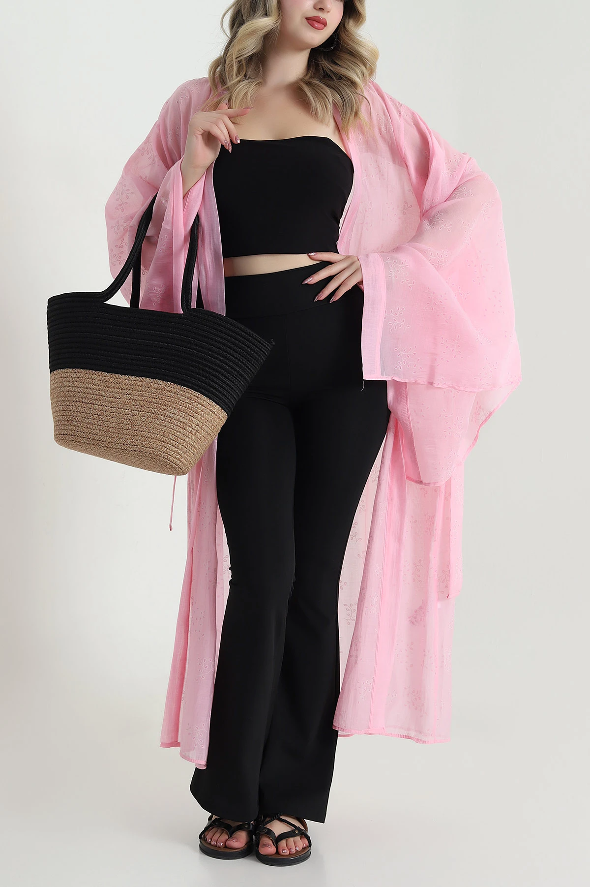 Pembe Yeni Sezon Tensel Kadın Kimono 478821