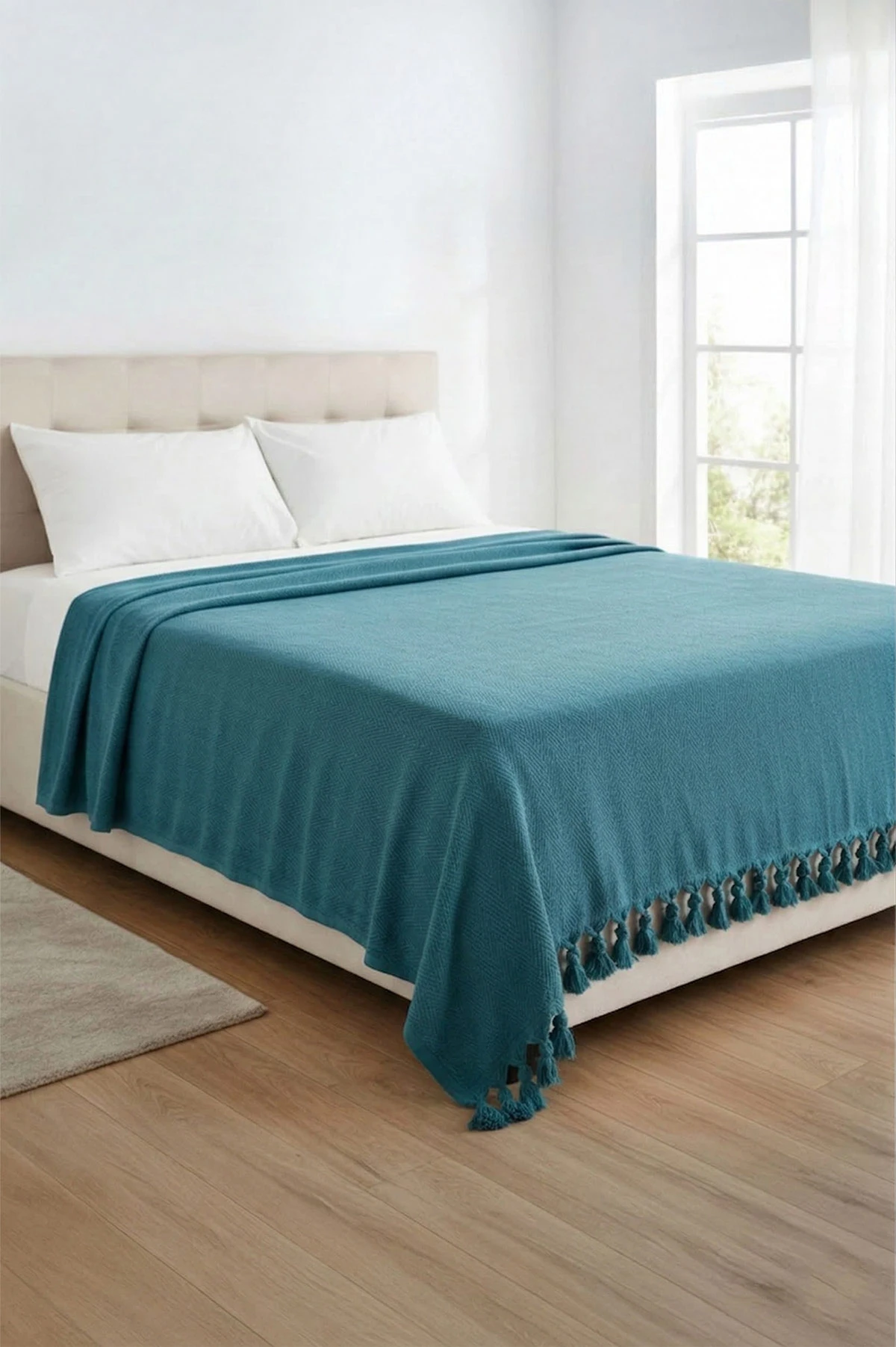 Petrol 200x230 Cm Bella Home Çift Kişilik Natural Tek Pike 434768
