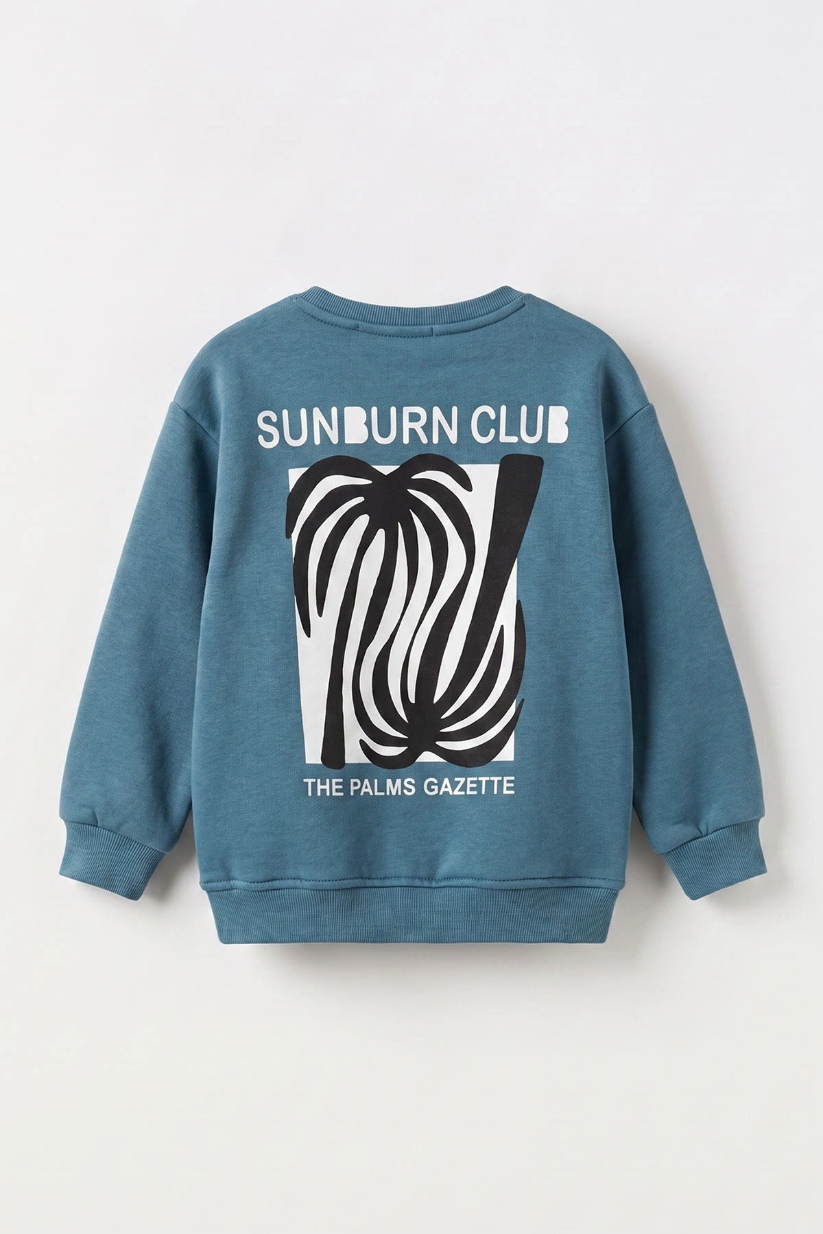 Petrol (3-12 Yaş)Palmiye Baskılı 3 İp Şardonlu Erkek Çocuk Sweatshirt 484129
