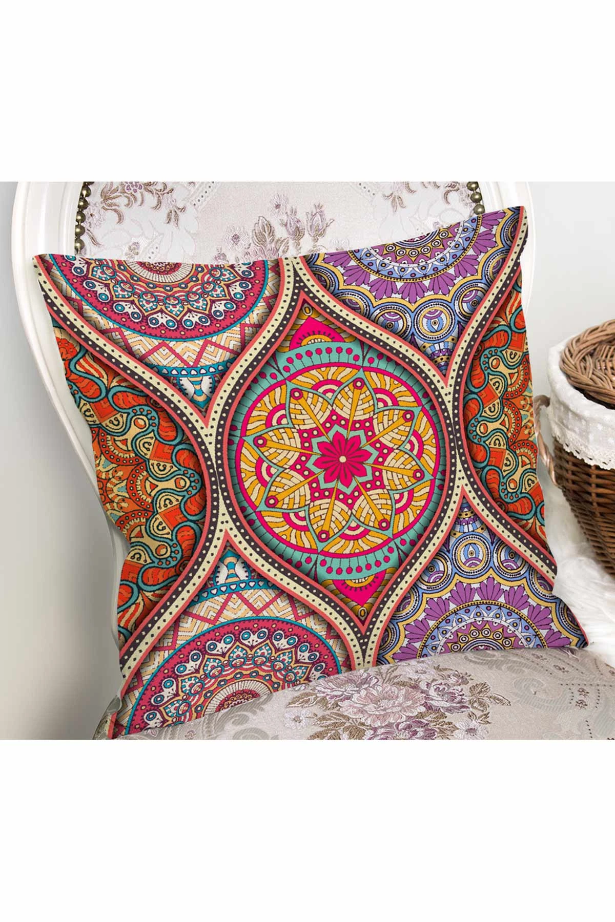 43x43 Dijital Baskılı Fermuarlı Modern Kırlent Kılıfı 272070