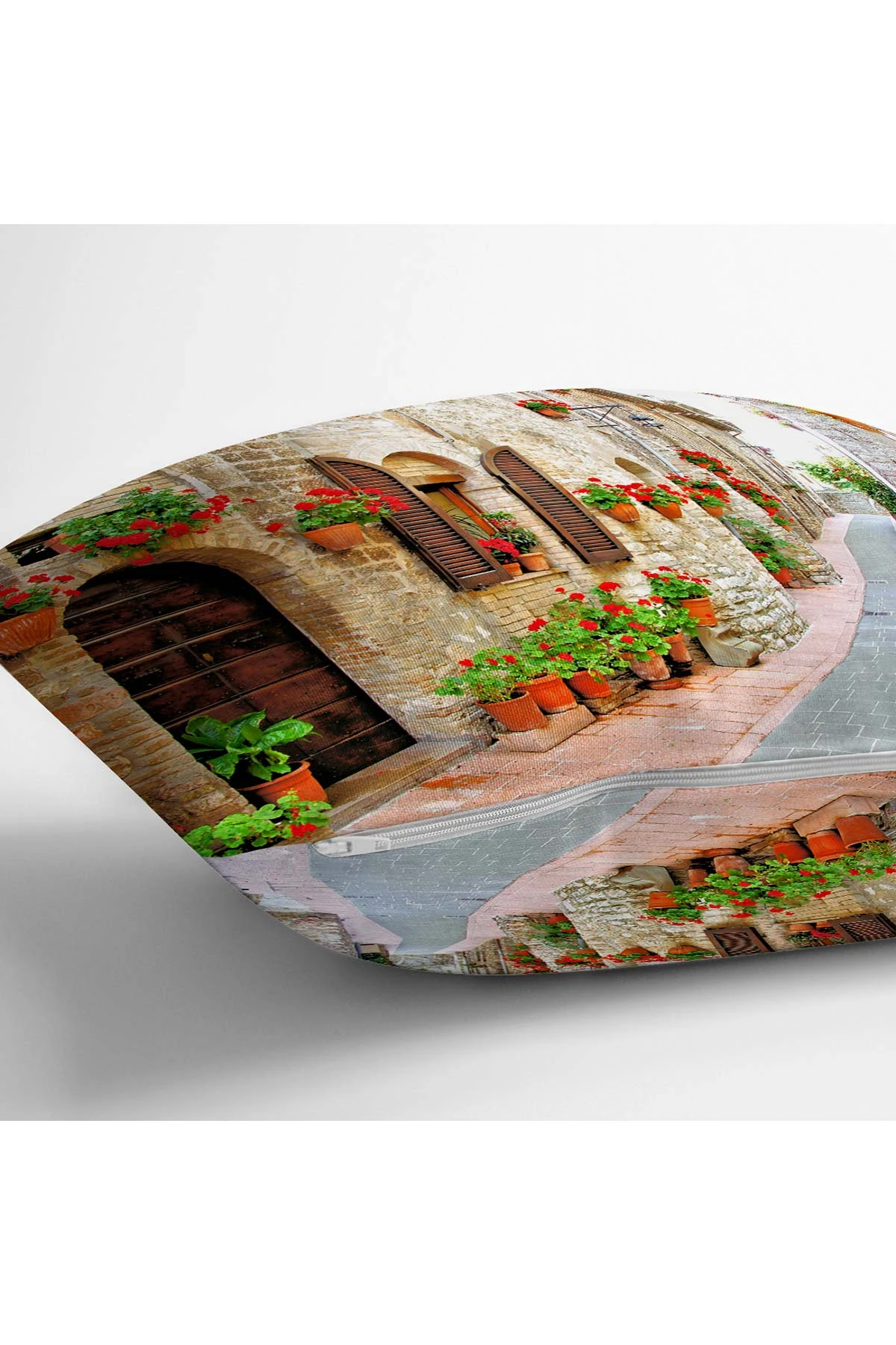 Kiremit 43x43 Dijital Baskılı Fermuarlı Modern Kırlent Kılıfı 272763