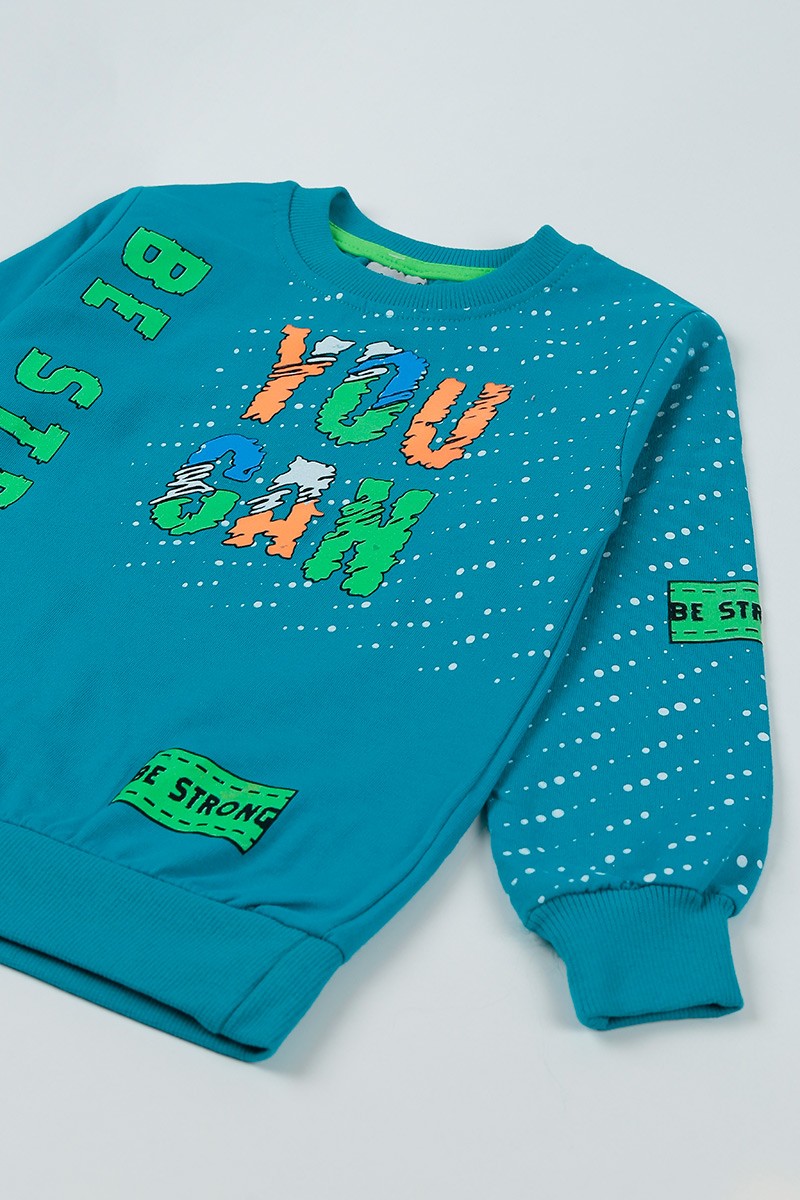 Petrol (5-8 Yaş) Be Strong Baskılı Erkek Çocuk Sweatshirt 93092