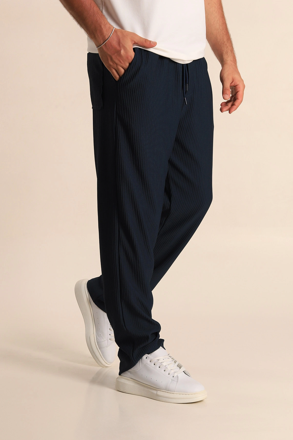 Petrol Baggy Fit Bel Bağlamalı Kesik Paça Erkek Jogger Pantolon 280072