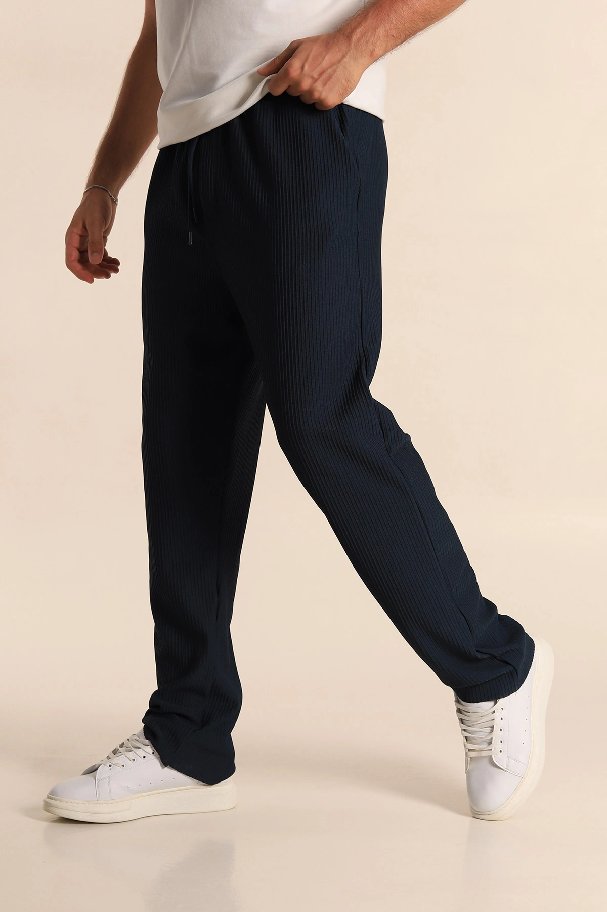 Petrol Baggy Fit Bel Bağlamalı Kesik Paça Erkek Jogger Pantolon 280072