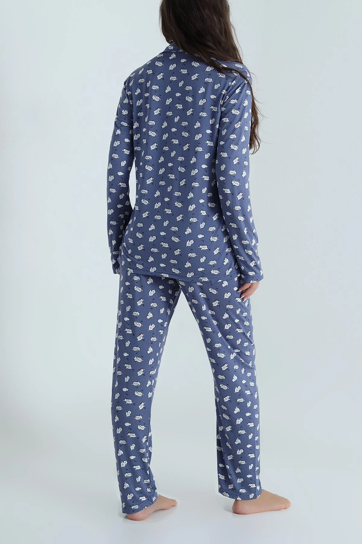Petrol Düğmeli Milan Kadın Pijama Takımı 486254