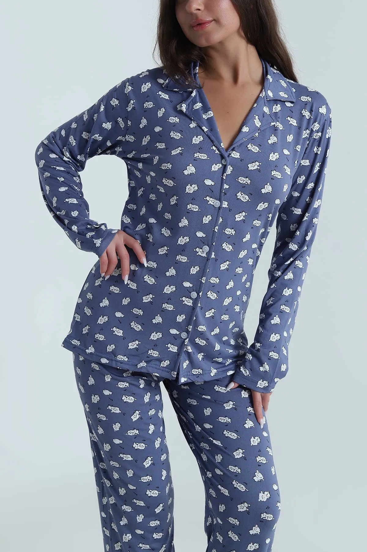 Petrol Düğmeli Milan Kadın Pijama Takımı 486254