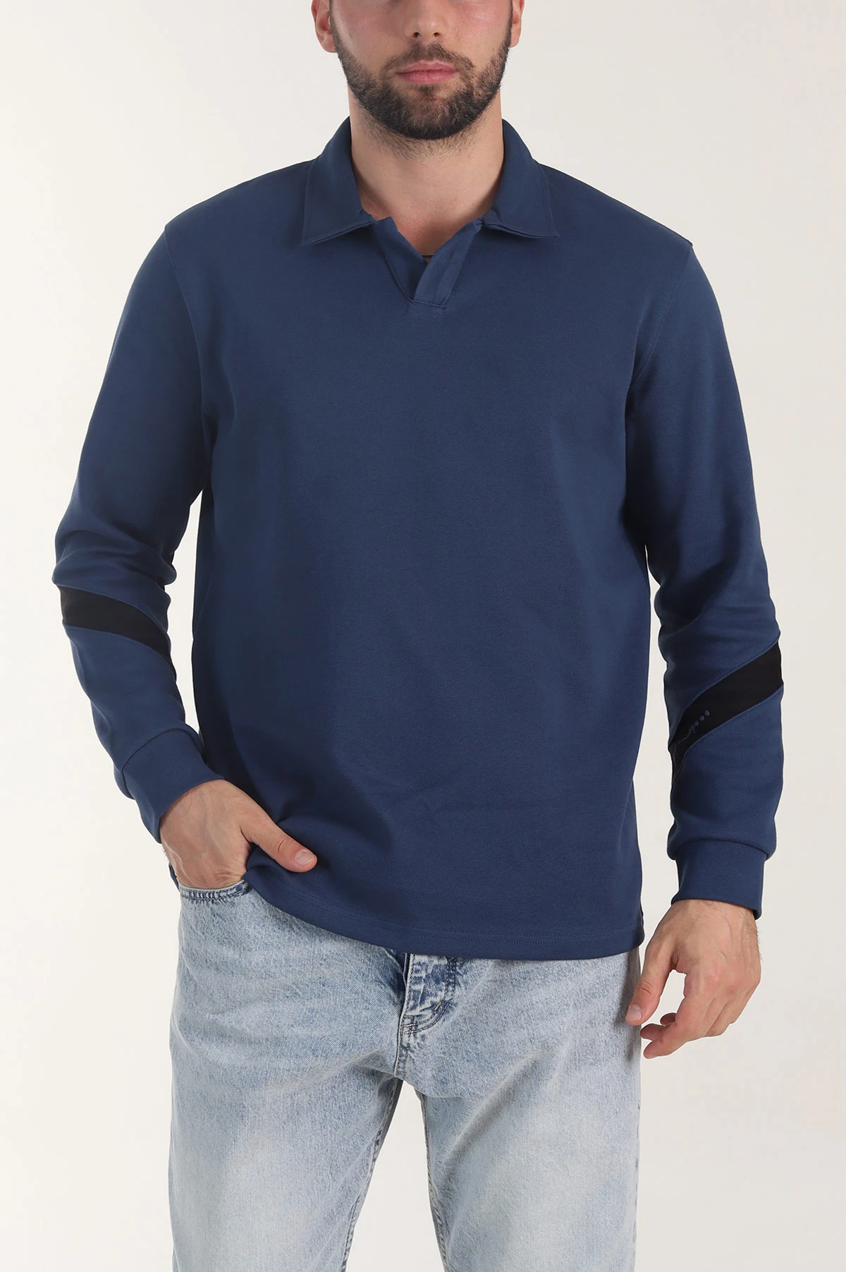 Petrol Polo Yaka Erkek Sweatshirt 406883
