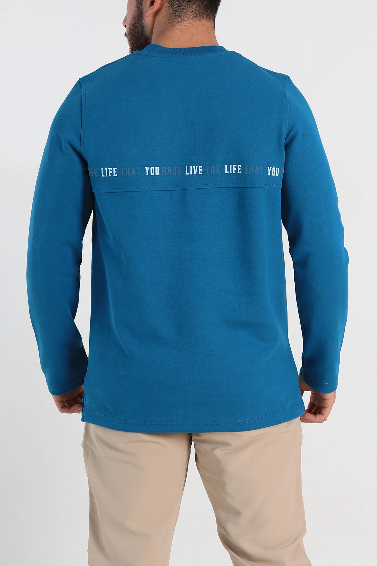 Petrol Regular Fit Baskı Detaylı Erkek Sweatshirt 305844