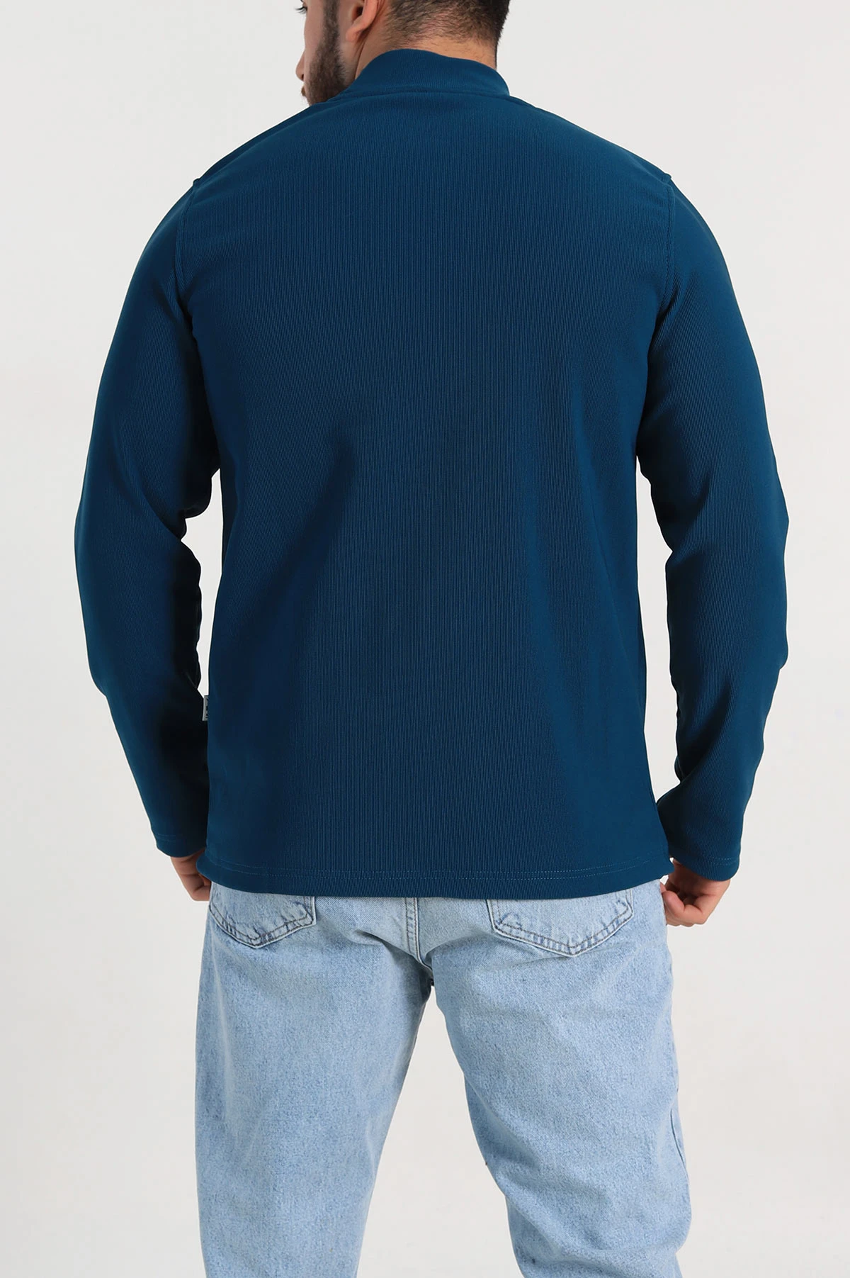 Petrol Regular Fit Dik Yaka Kabartma Yazılı Erkek Sweatshirt 305767