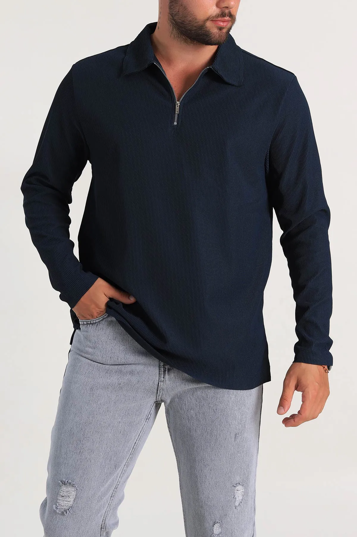 Petrol Regular Fit Fitilli Doku Polo Yaka Sweatshirt 299827