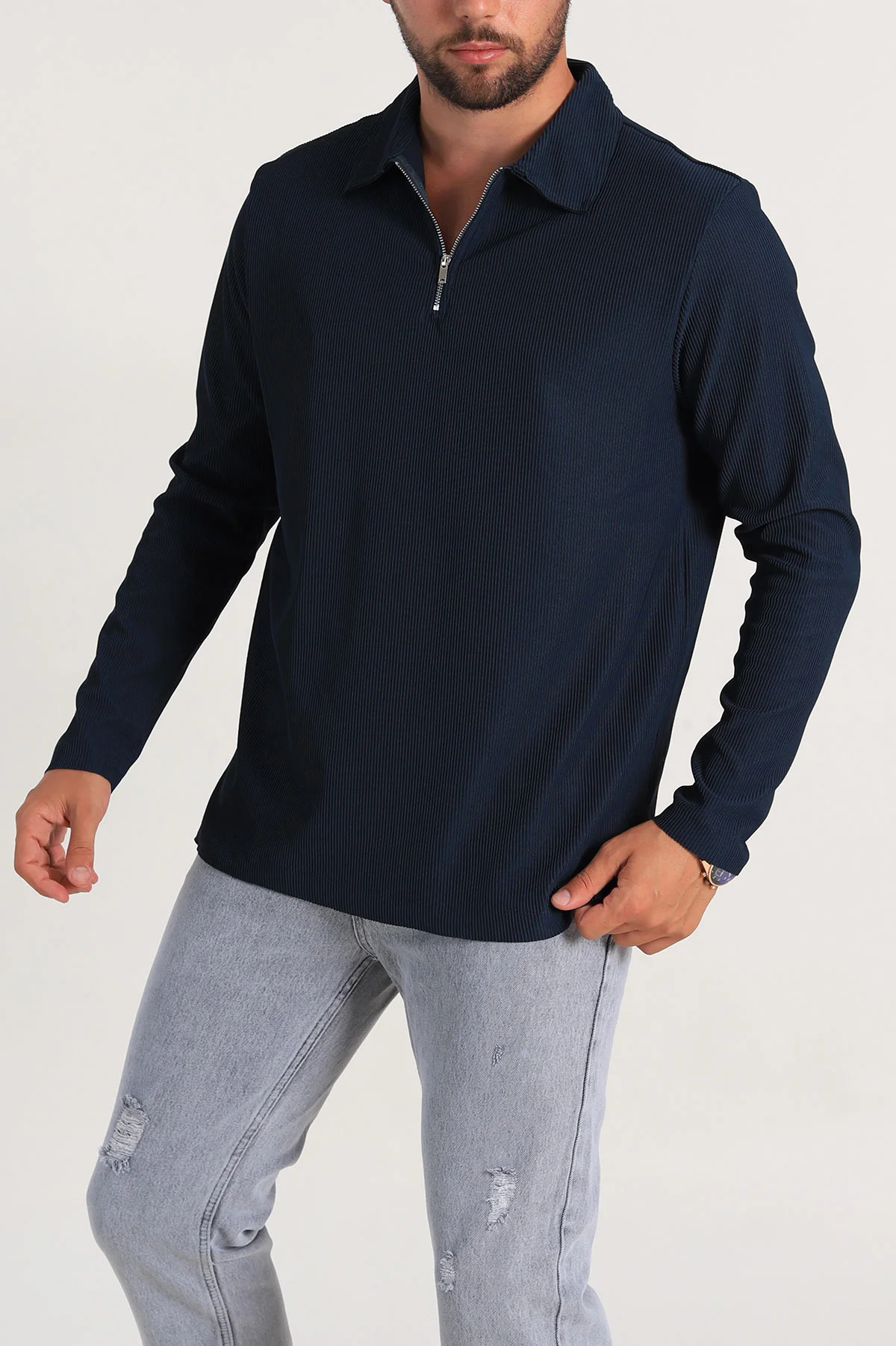 Petrol Regular Fit Fitilli Doku Polo Yaka Sweatshirt 299827
