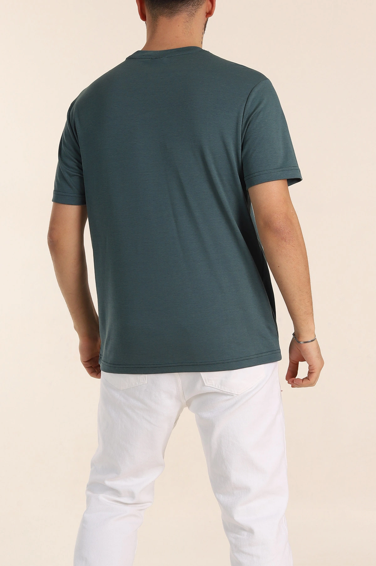Petrol Regular Fit Nakış Logo Detaylı Basic Erkek Tişört 338456