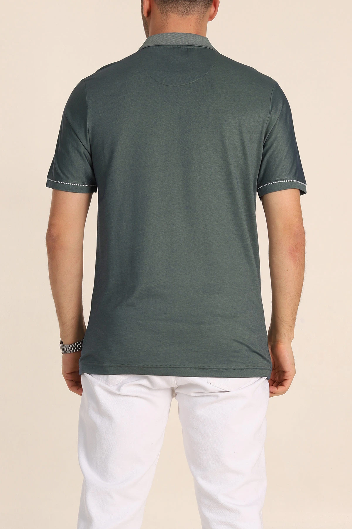 Petrol Regular Fit V Patlı Polo Yaka Erkek Tişört 349811