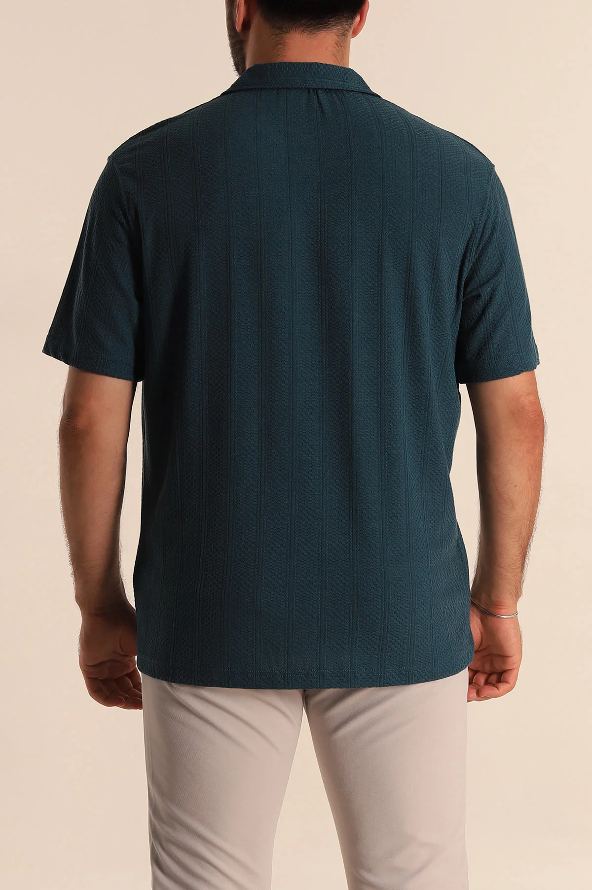 Petrol Relaxed Fit Desenli Polo Yaka Erkek Tişört 279208