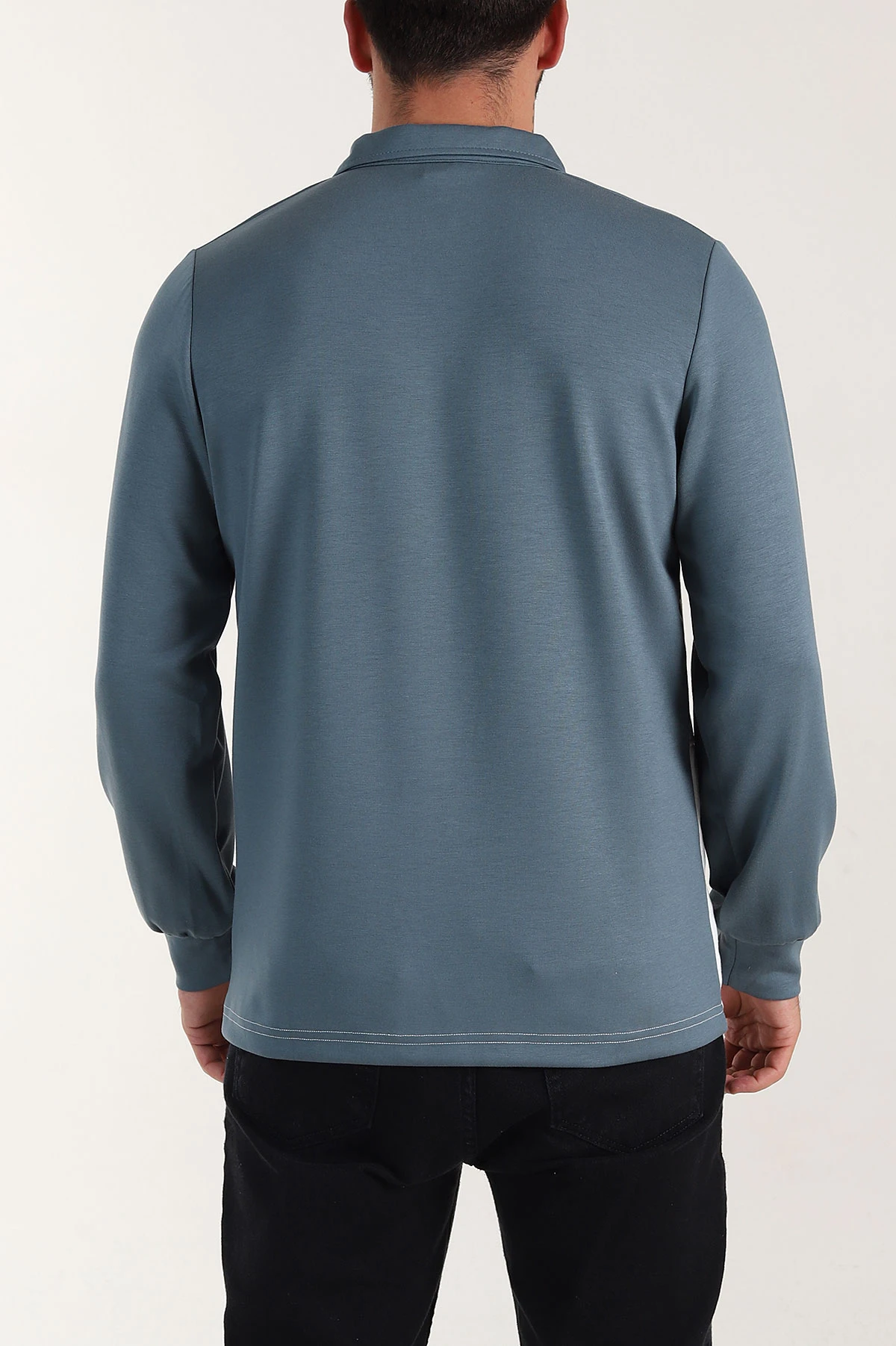Petrol Relaxed Fit Oysho Kumaş Üç Renkli Polo Yaka Sweatshirt 399544