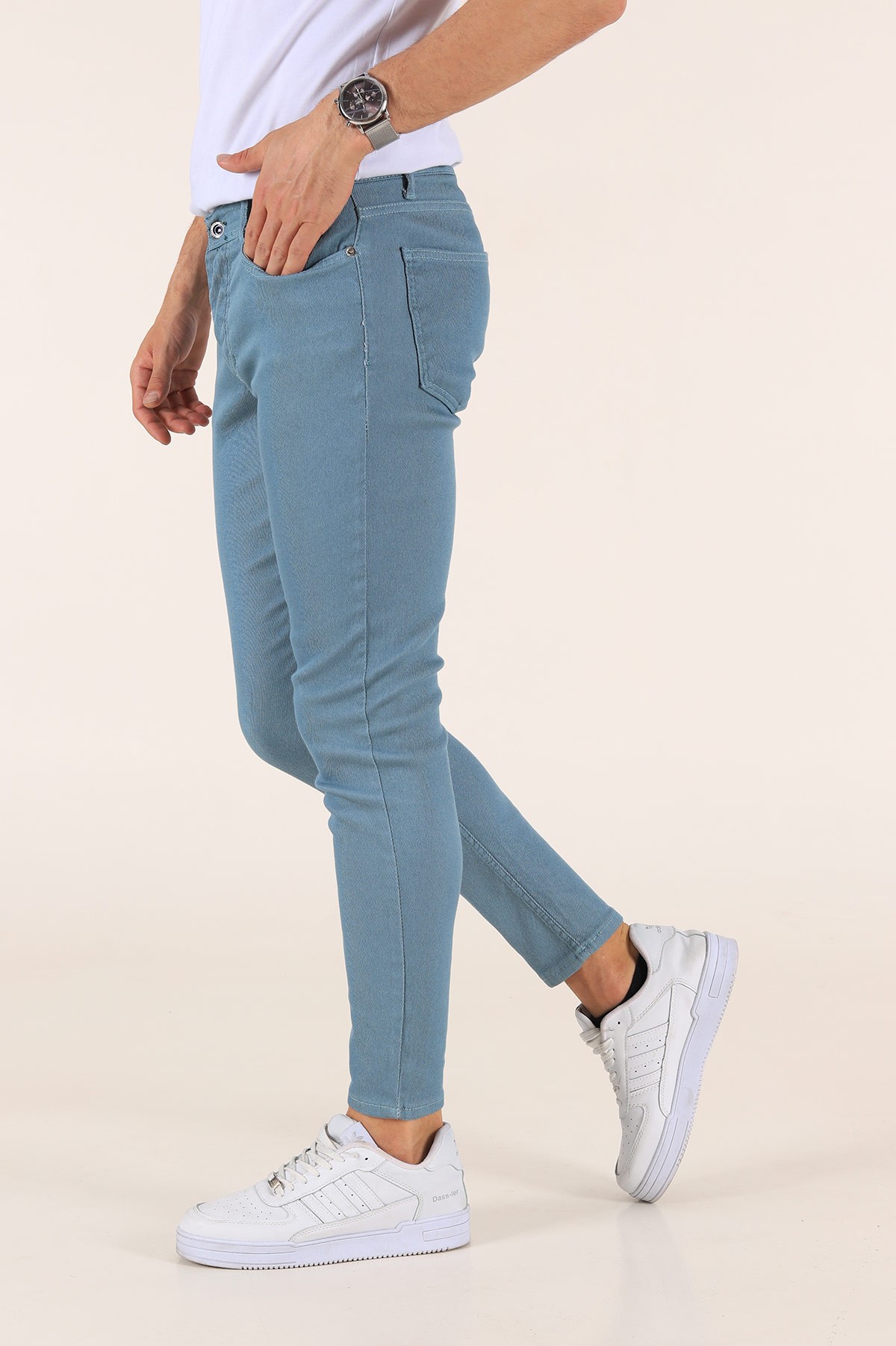 Petrol Gabardin Skinny Fit Likralı Erkek Kot Pantolon 180919