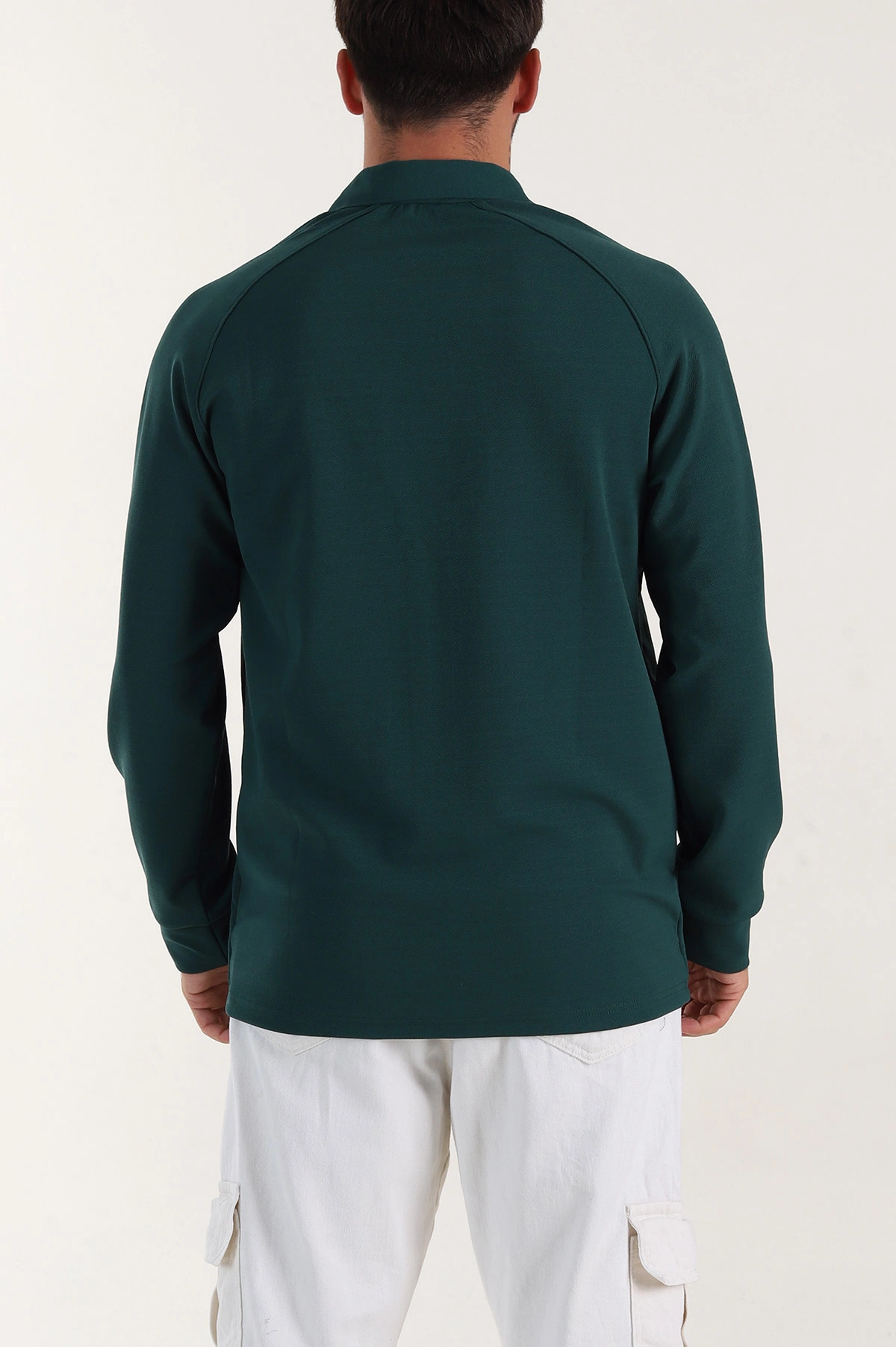 Petrol Yarım Fermuarlı Polo Yaka Erkek Sweatshirt 397127