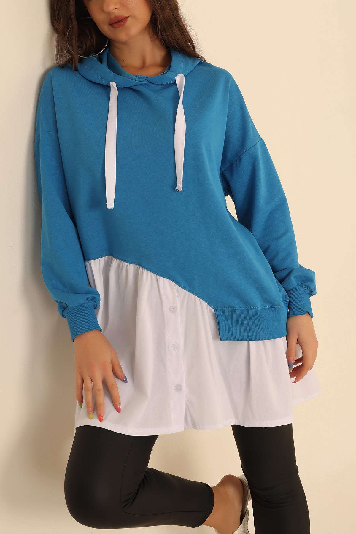 Poplin Garnili İki İp Sweat Tunik 207855