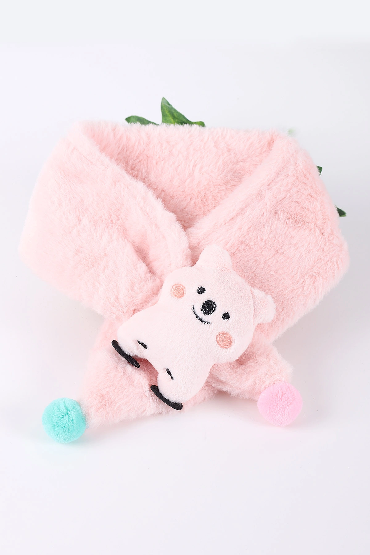 Pudra (0-10 Yaş)   Ayıcık Nakışlı  Ponponlu Peluş Bebek&Çocuk Atkı&Aksesuar 410970