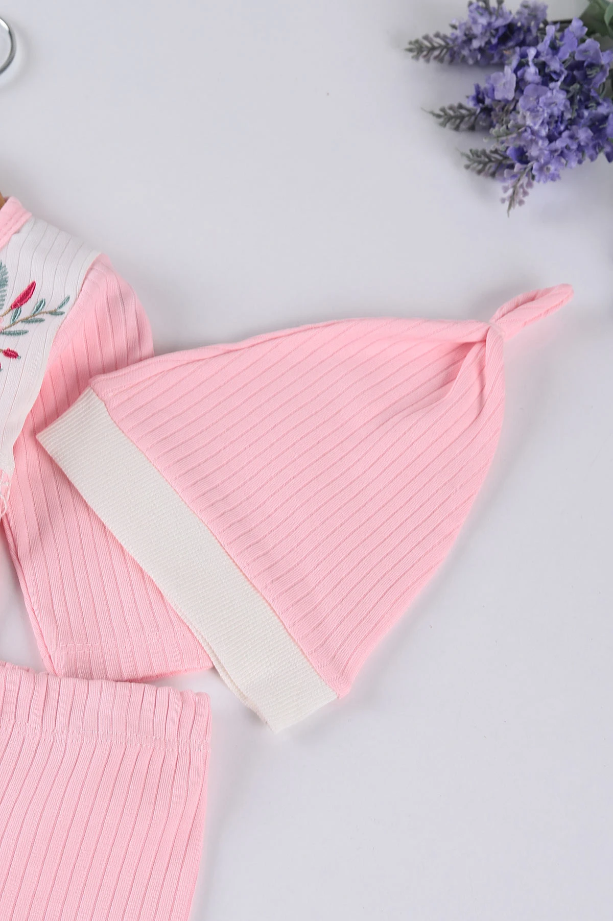 Pembe (0-3 Ay) Çiçek Nakışlı Dantel Detay Kız Bebe Takım 237233