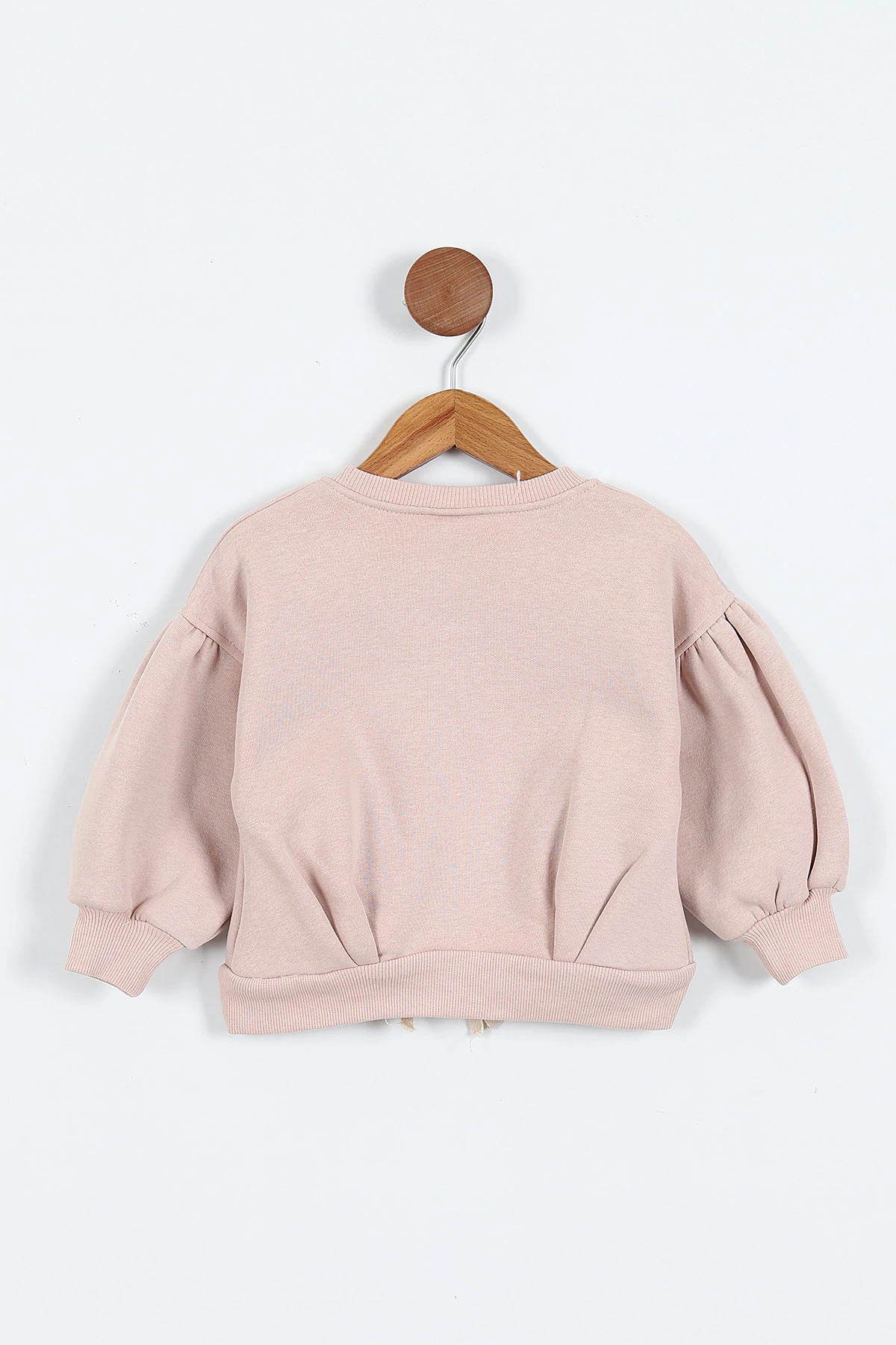 Pudra (0-4 Yaş) Fiyonk ve Taş Baskılı 3  İp Şardonlu Kız Çocuk Sweatshirt 415023