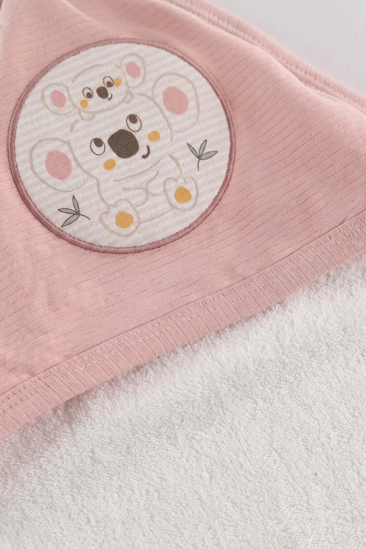 Pudra (0-6 Ay ) Koala  Nakışlı Bebek Havlu Takım 476307