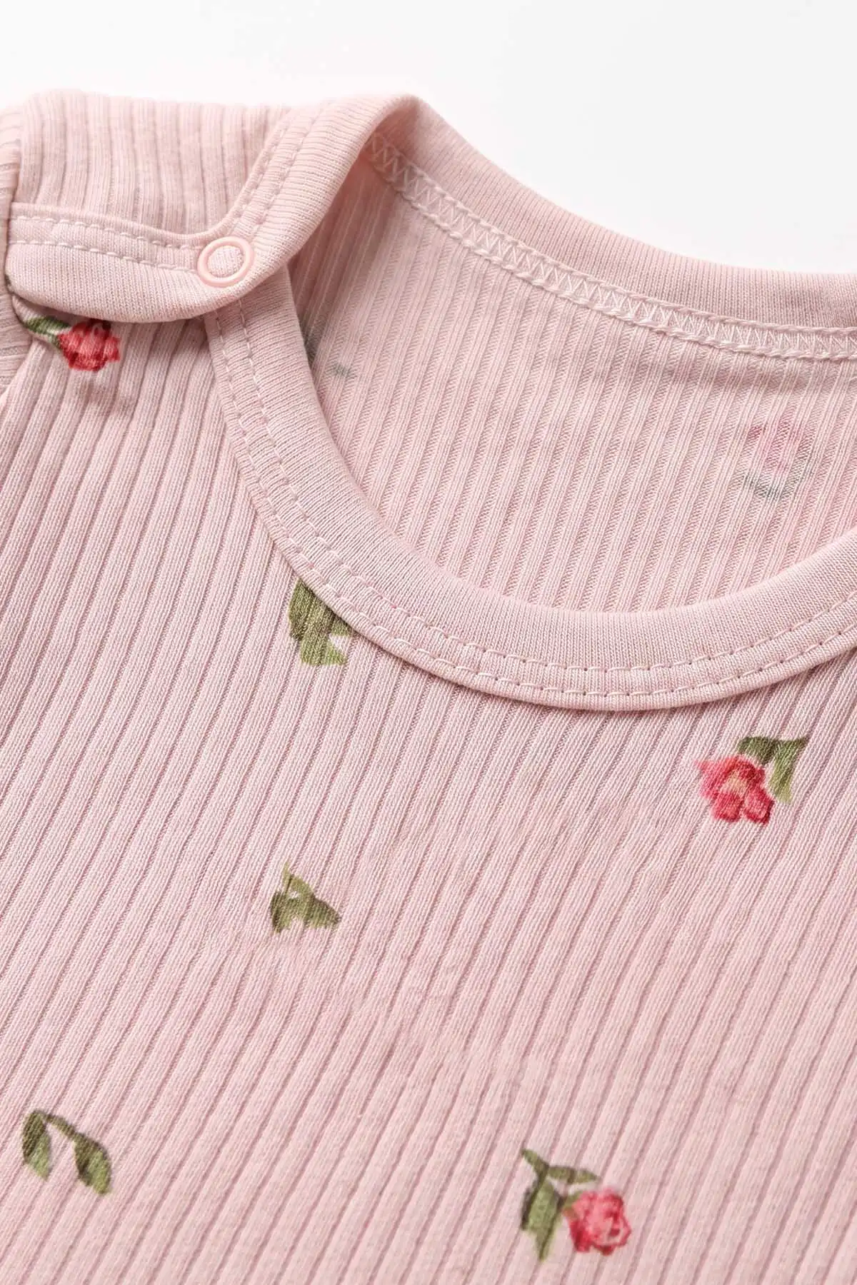 Pudra (0-9 Ay )  Minik Lale   Baskılı Kısa Kol  Bebek & Çocuk Çıtçıtlı Badi 480436