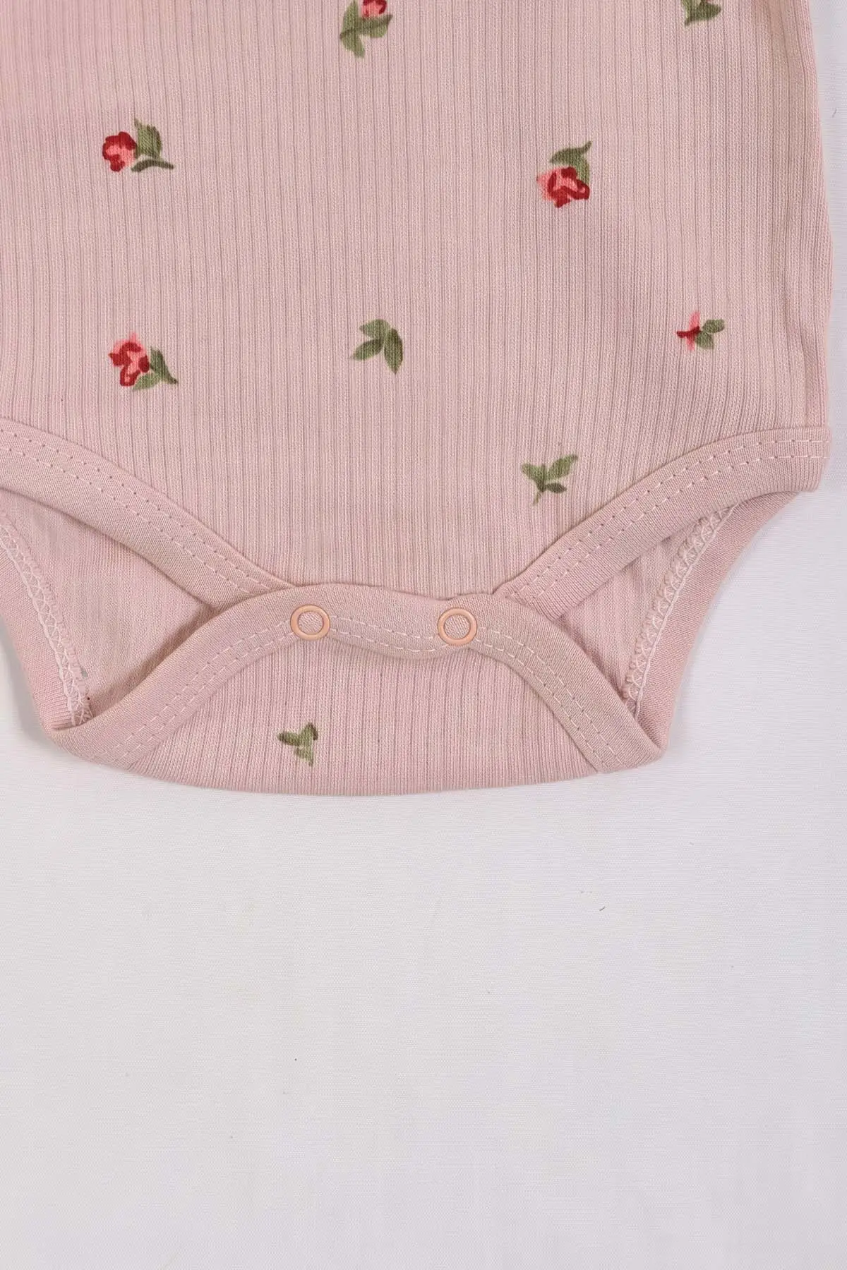 Pudra (0-9 Ay )Raporlu Lale Desenli  Uzun Kollu Kız    Bebek & Çocuk Çıtçıtlı Badi 480380