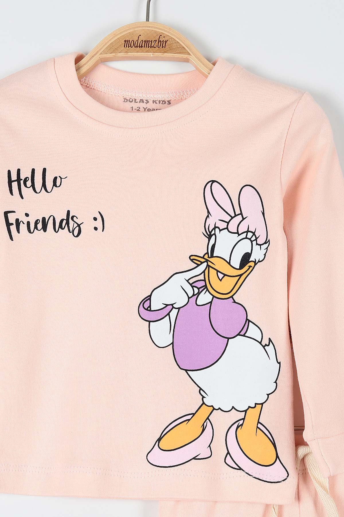 Pudra (1-3 Yaş) Hello Friends Baskılı Kız Bebe Pijama Takım 181887