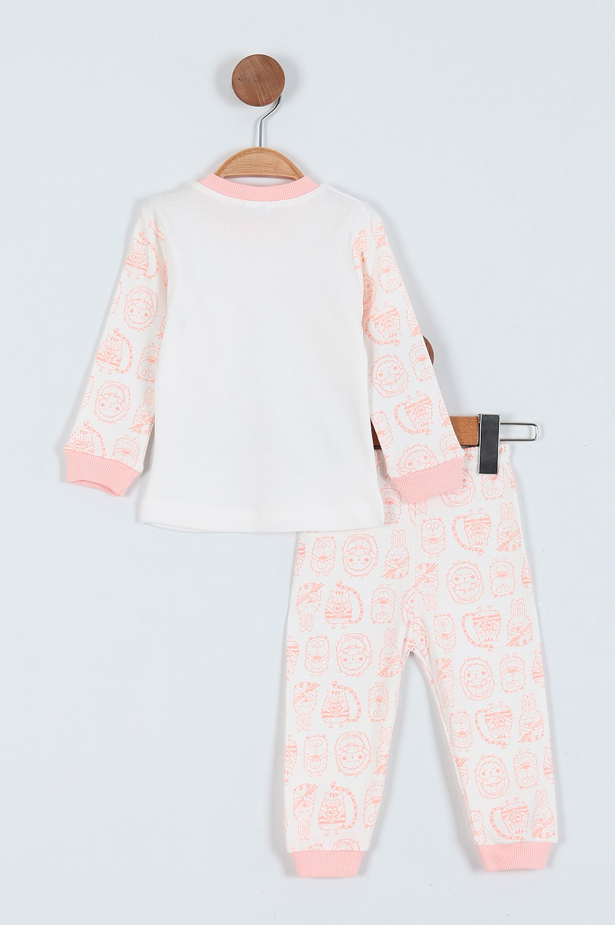 Pudra (1-3 Yaş) Tavşan Baskılı Kız Çocuk Pijama Takım 219643