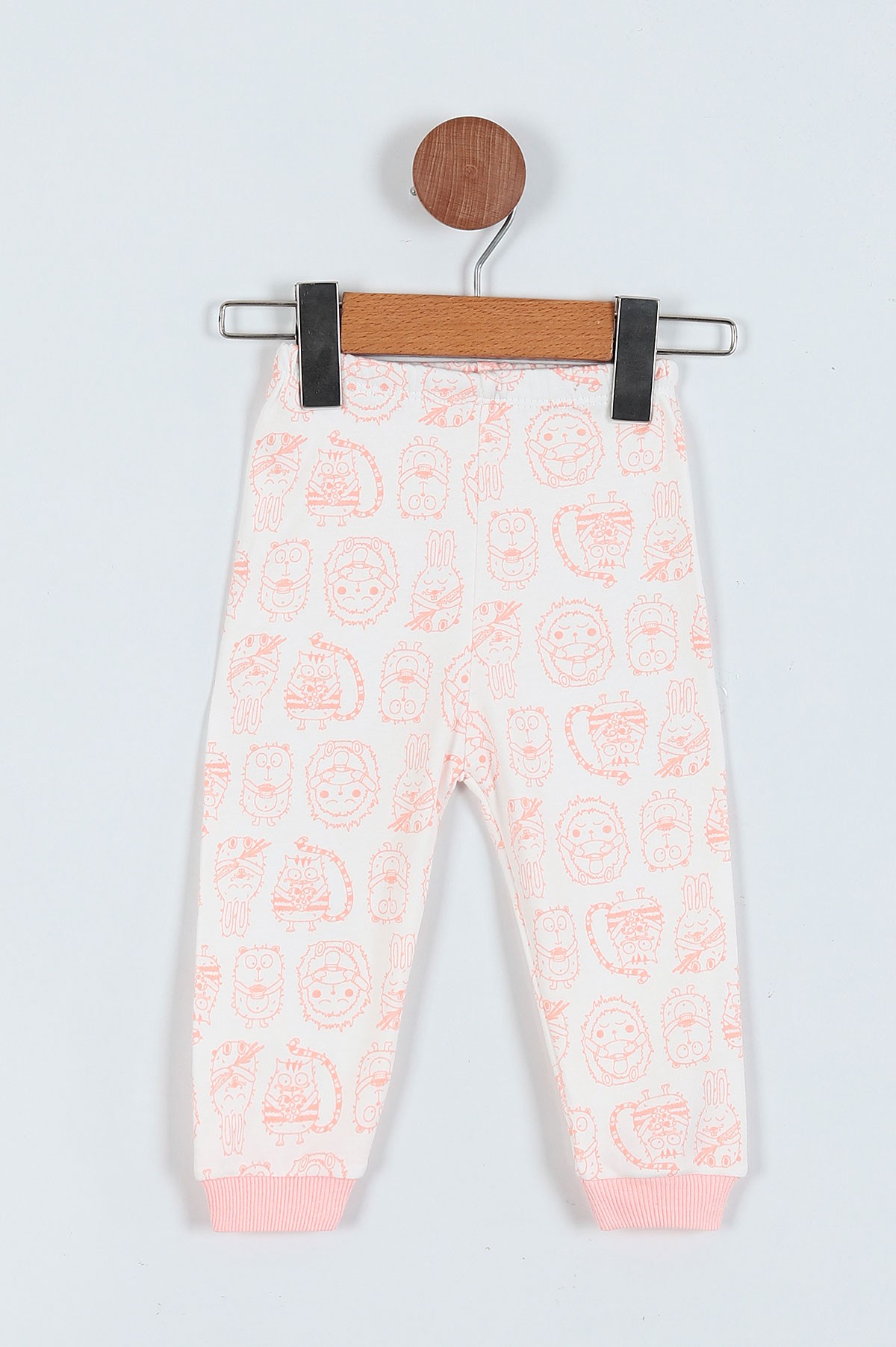 Pudra (1-3 Yaş) Tavşan Baskılı Kız Çocuk Pijama Takım 219643