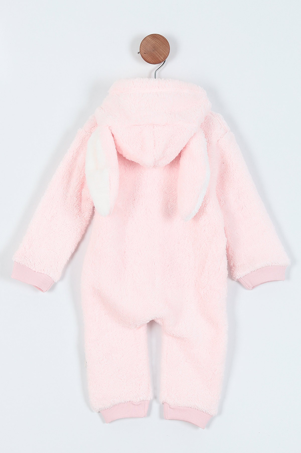 Pudra (1-3 Yaş) Tavşan Nakışlı Kapşonlu Welsoft Kız Bebe Tulum 217160