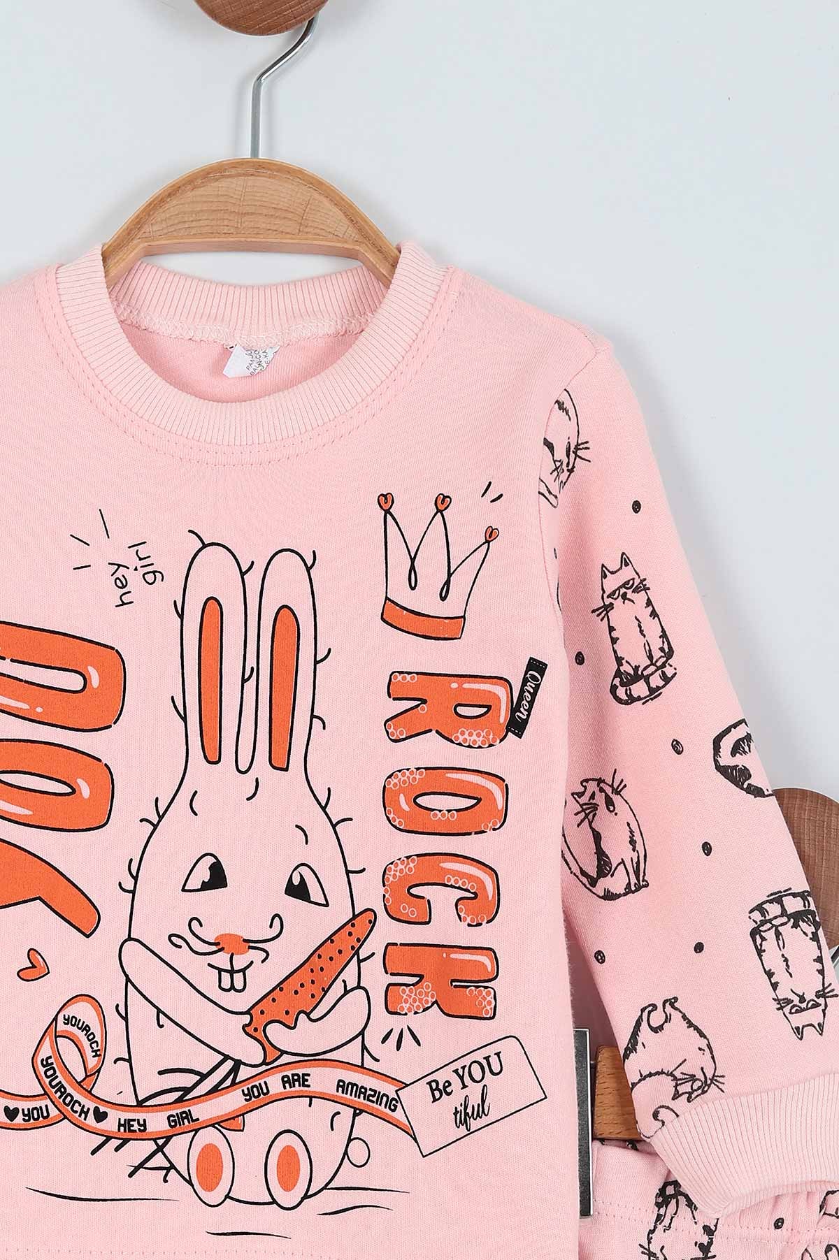 Pudra (1-3 Yaş) You Rock Baskılı Kız Çocuk Pijama Takım 219638