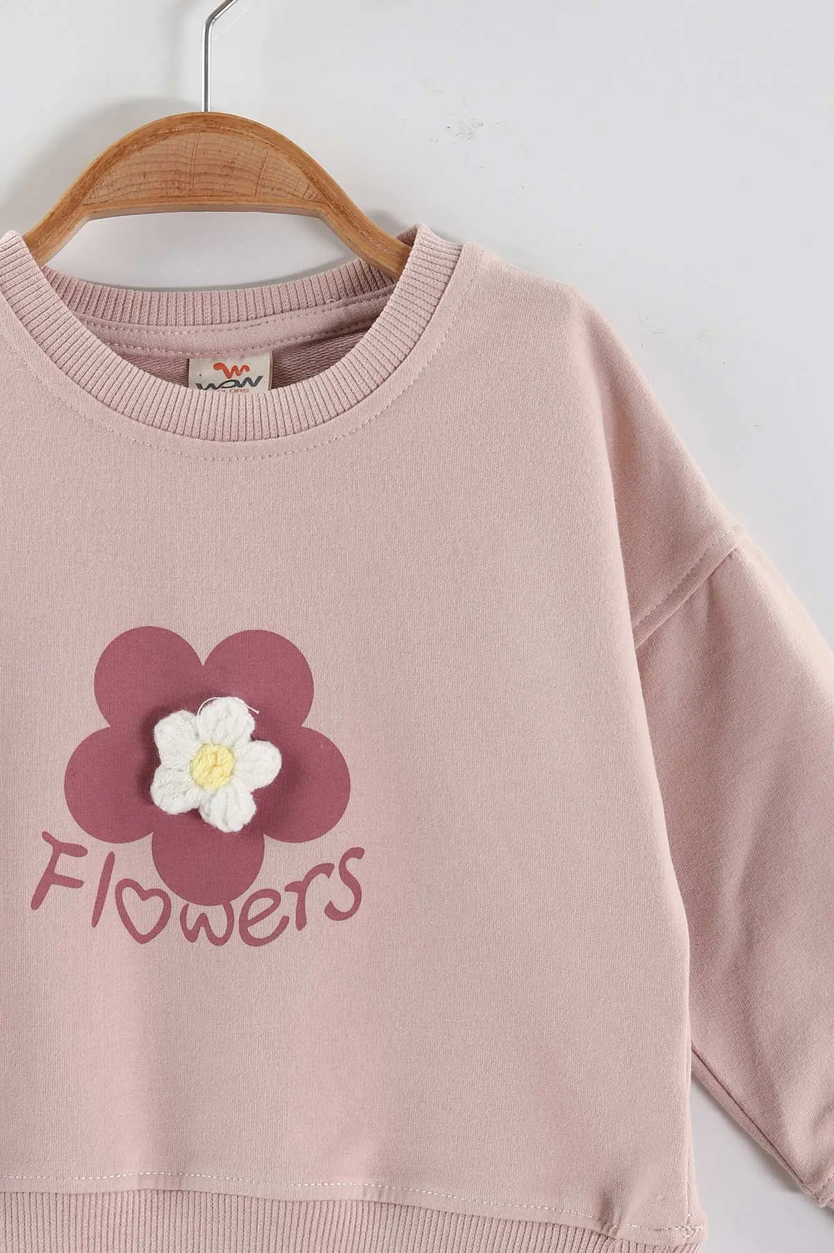 Pudra (1-4 Yaş)Çiçek Motifli Kız Çocuk Sweatshirt 432887