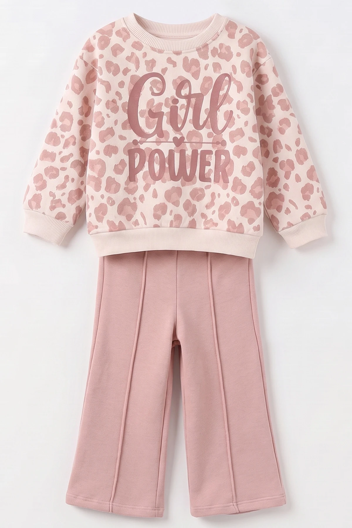 Pudra (1-5 Yaş) Girl Power Baskılı Alt Çimalı İçi Şardonlu Kız Çocuk Kışlık Takım 493960