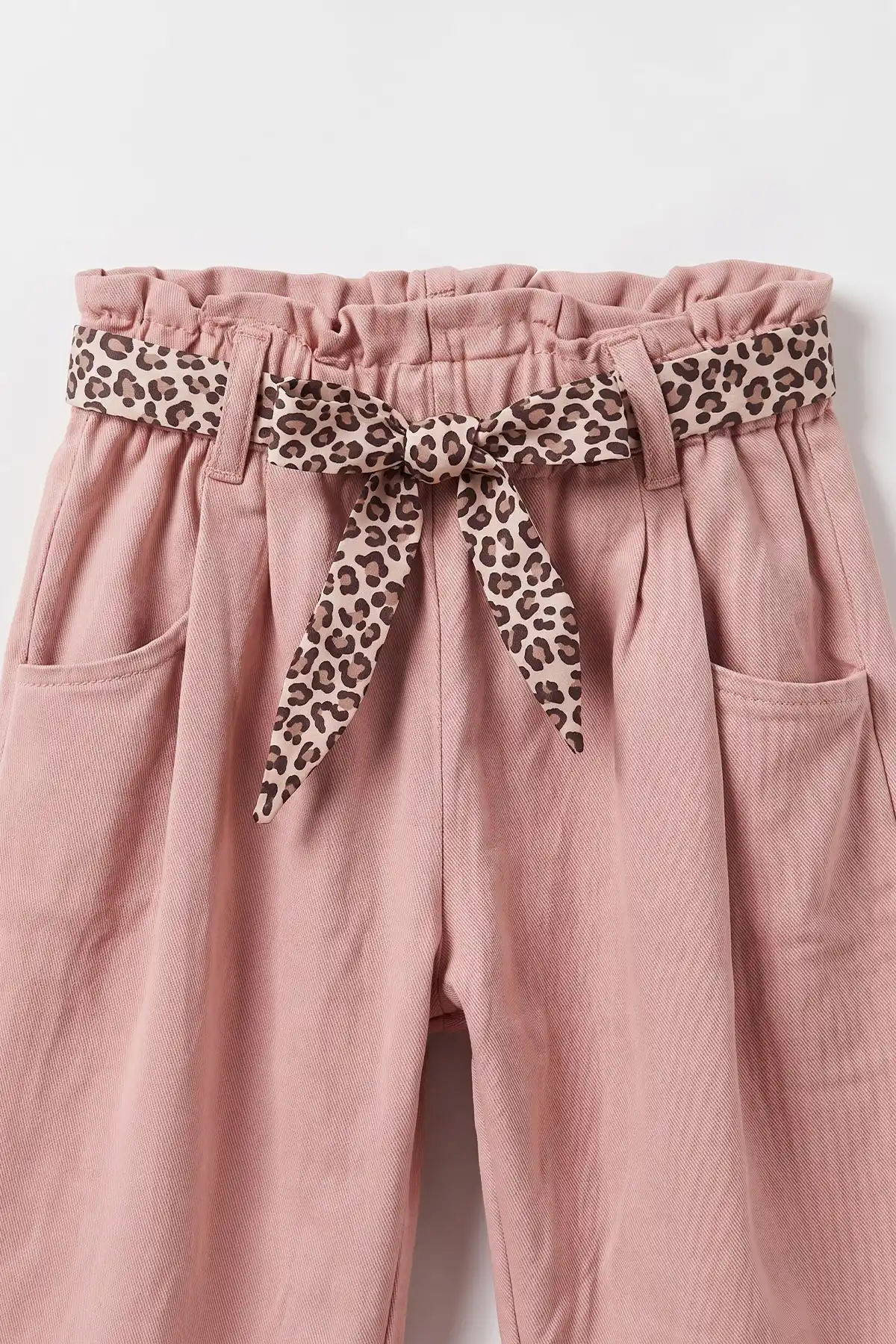 Pudra (1-5 Yaş) Leopar Kemerli Gömlek ve Ceketli Gabardin Kız Çocuk 3'lü Takım 473404