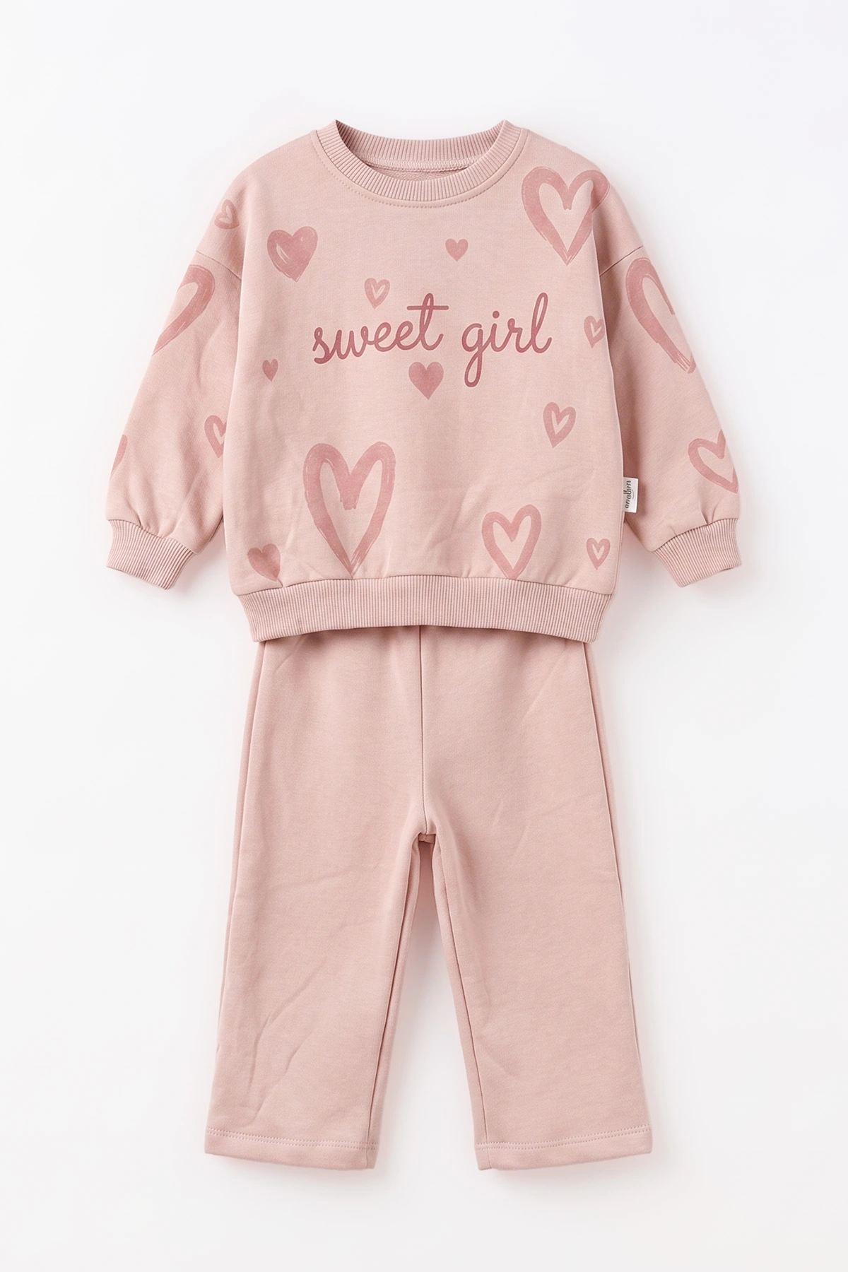 Pudra (1-5 Yaş) Sweet Girl Baskılı 3 İp Şardonlu Kız Çocuk Kışlık Takım 499766