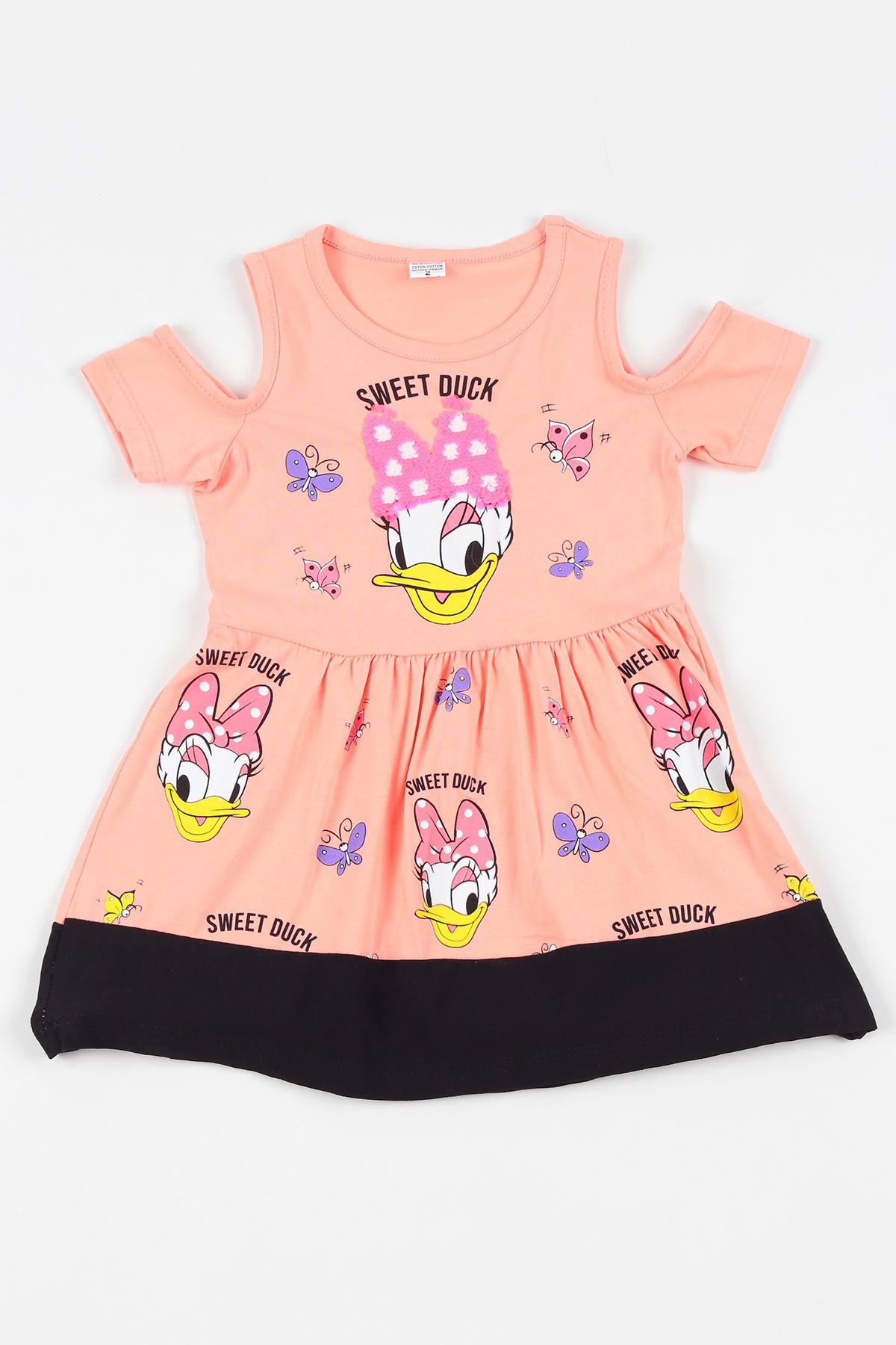 Pudra (2-10 yaş) Sweet Duck Baskıllı Pullu  Kız Çocuk Elbise 108696