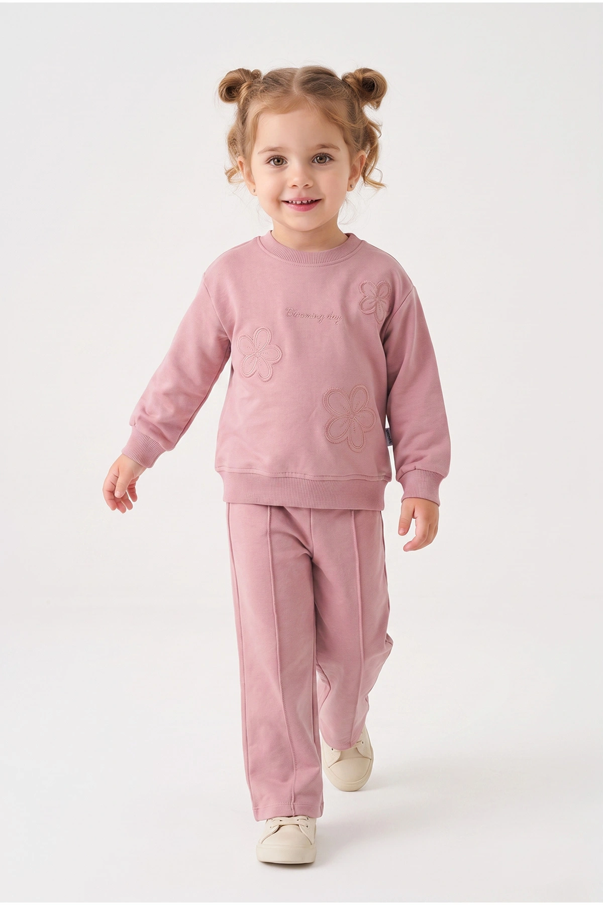 Pudra (2-5 Yaş) Çiçek Nakışlı Kız Çocuk Takım 471308
