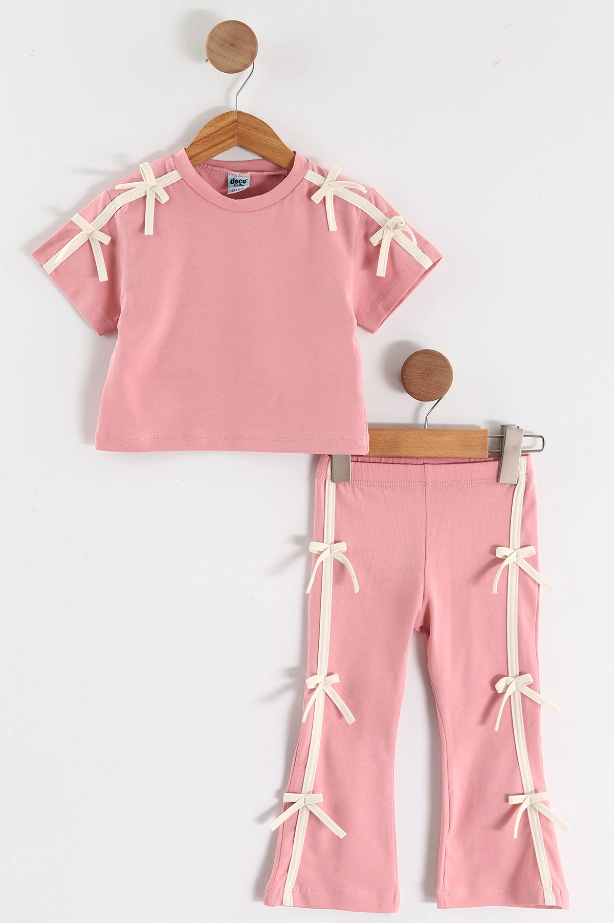 Pudra (2-6 Yaş) Fiyonk Detaylı Taytlı Kız Çocuk Yazlık Takım 464619