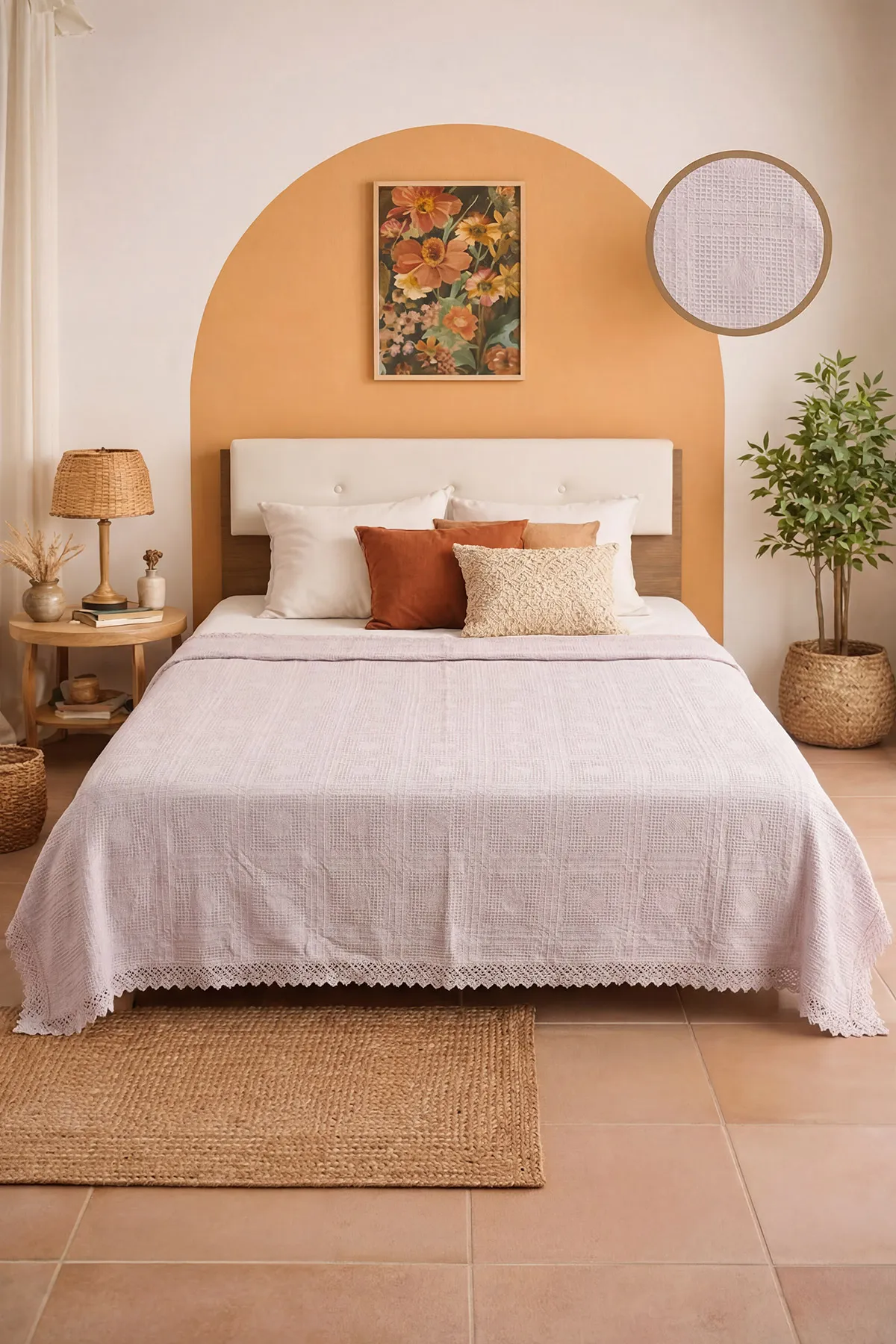 Pudra 220x240 Cm Bella Home Çift Kişilik Safir Kopanakî Lüks Pike 434839
