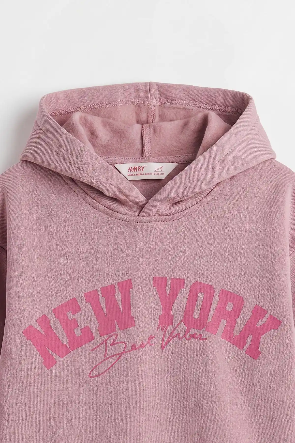 Pudra (3-12 Yaş) Baskılı 3 İp Şardonlu Kapüşonlu Kız Çocuk Sweatshirt 473950