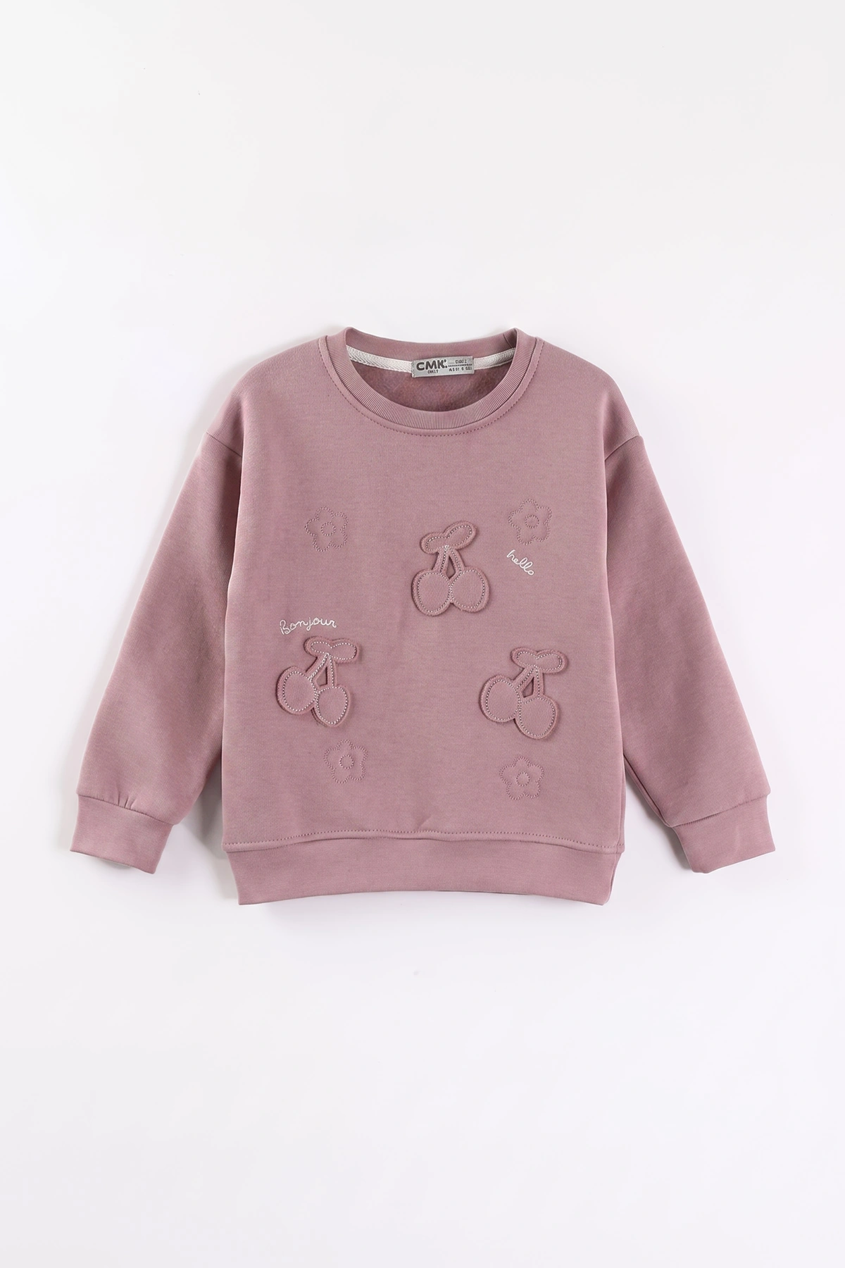Pudra (3-12 Yaş) Kiraz Nakışlı Şardonlu Kız Çocuk Sweatshirt 473990