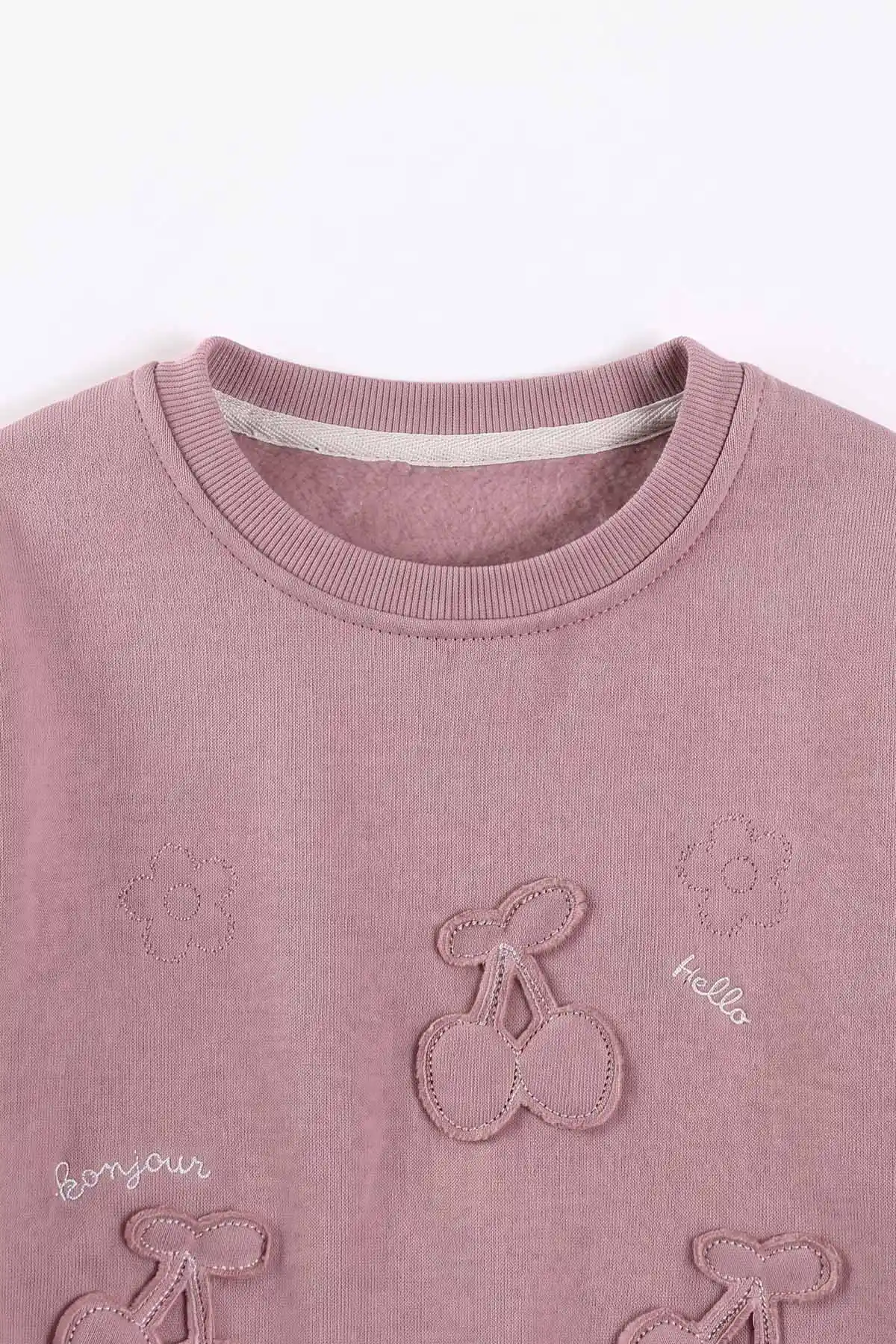 Pudra (3-12 Yaş) Kiraz Nakışlı Şardonlu Kız Çocuk Sweatshirt 473990