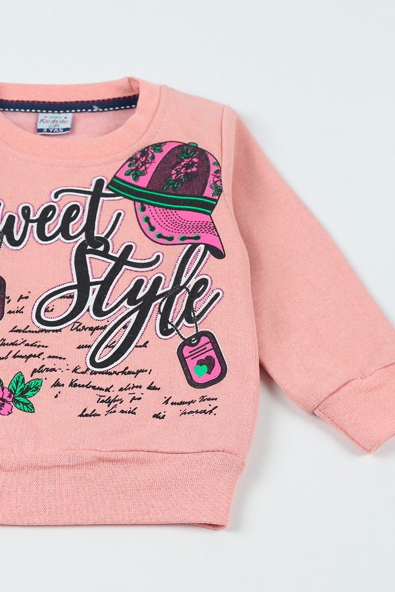 Pudra (3-12 Yaş) Sweet Style Baskılı Kız Çocuk Sweathirt 92730