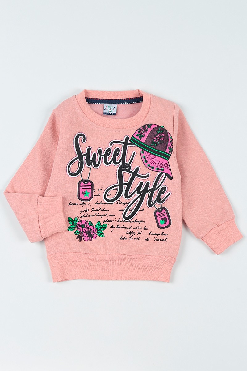 Pudra (3-12 Yaş) Sweet Style Baskılı Kız Çocuk Sweathirt 92730