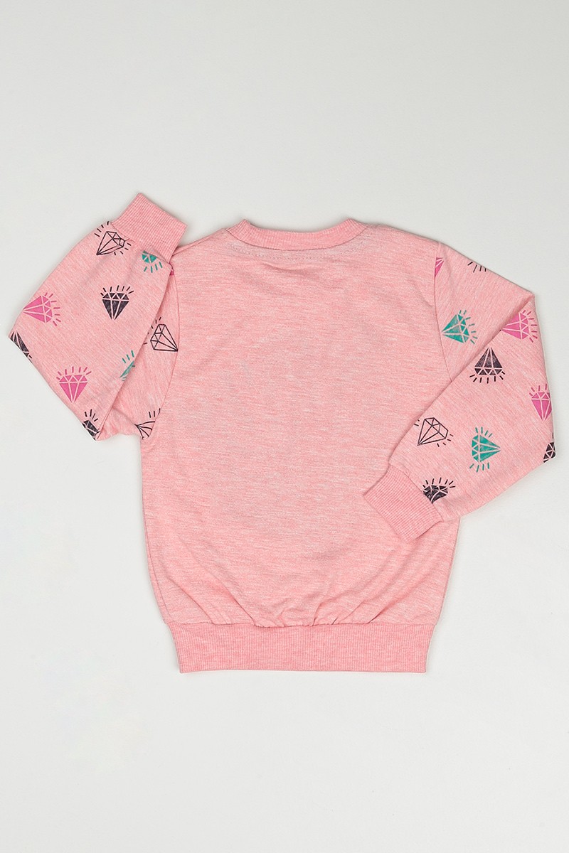 Pudra (3-7 Yaş) Give Baskılı Kız Çocuk Sweatshirt 90346